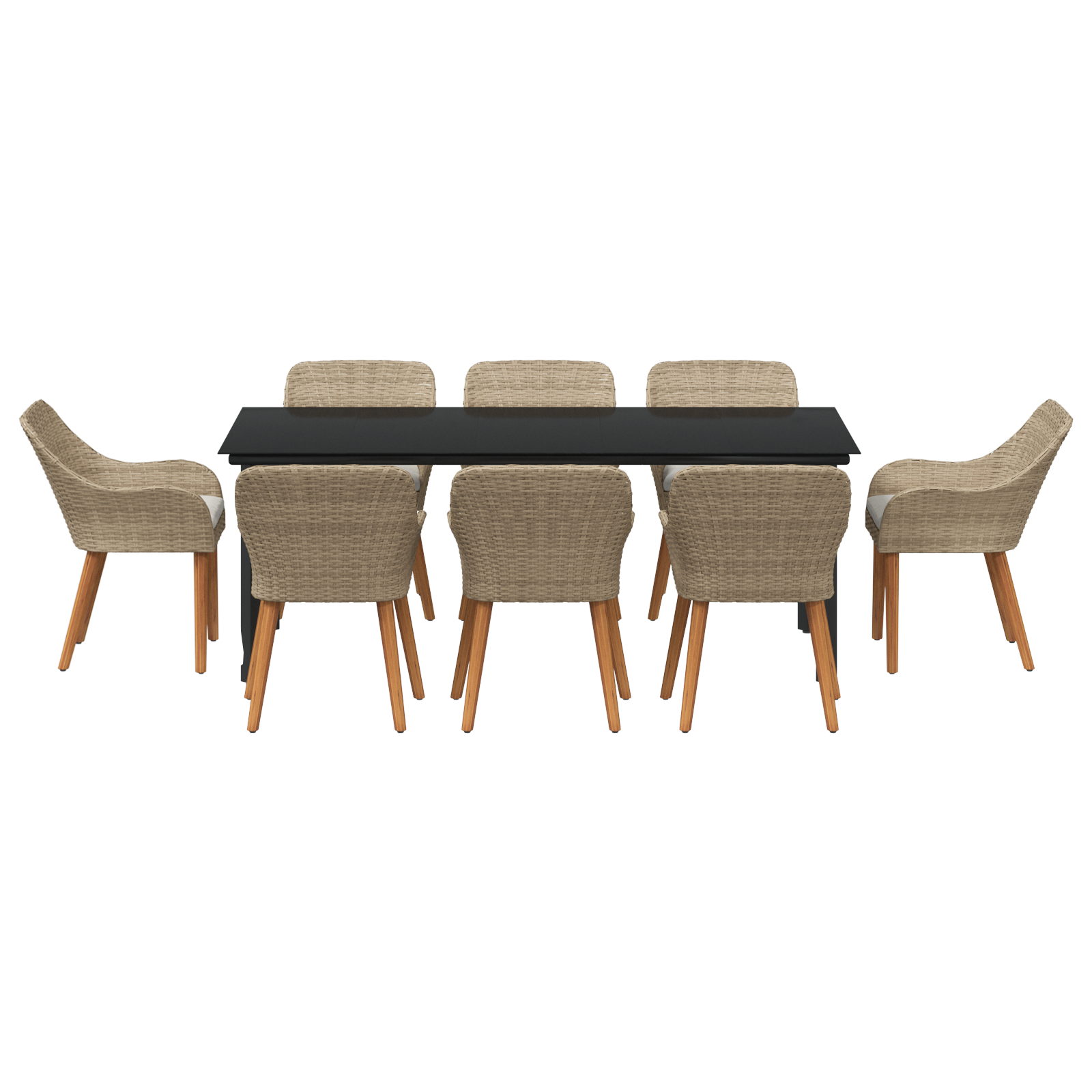 Set de dining pentru grădină 9 piese Ratan Poly Bej GartenMobel Dekor