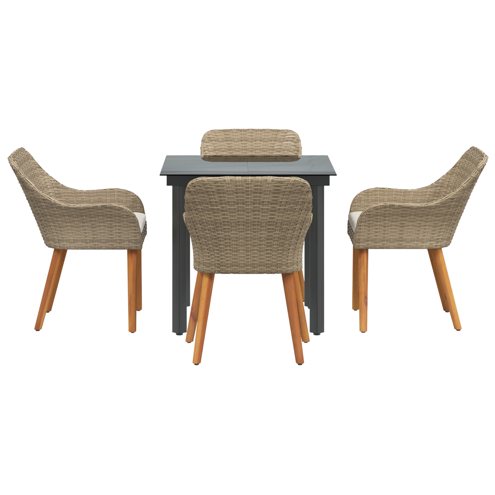Set de dining pentru grădină cu 5 piese Bej din Ratan Poliester GartenMobel Dekor