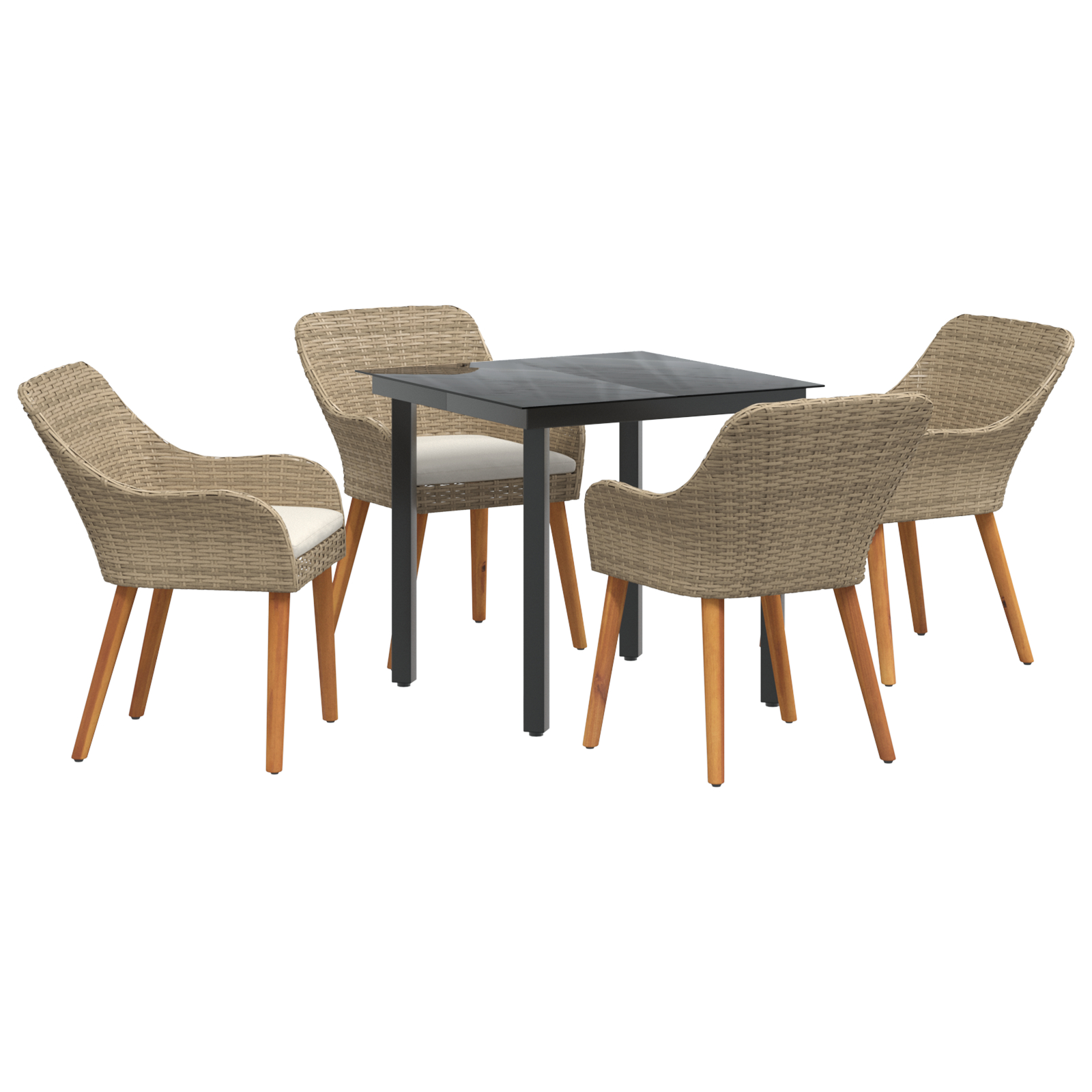 Set de dining pentru grădină cu 5 piese Bej din Ratan Poliester GartenMobel Dekor