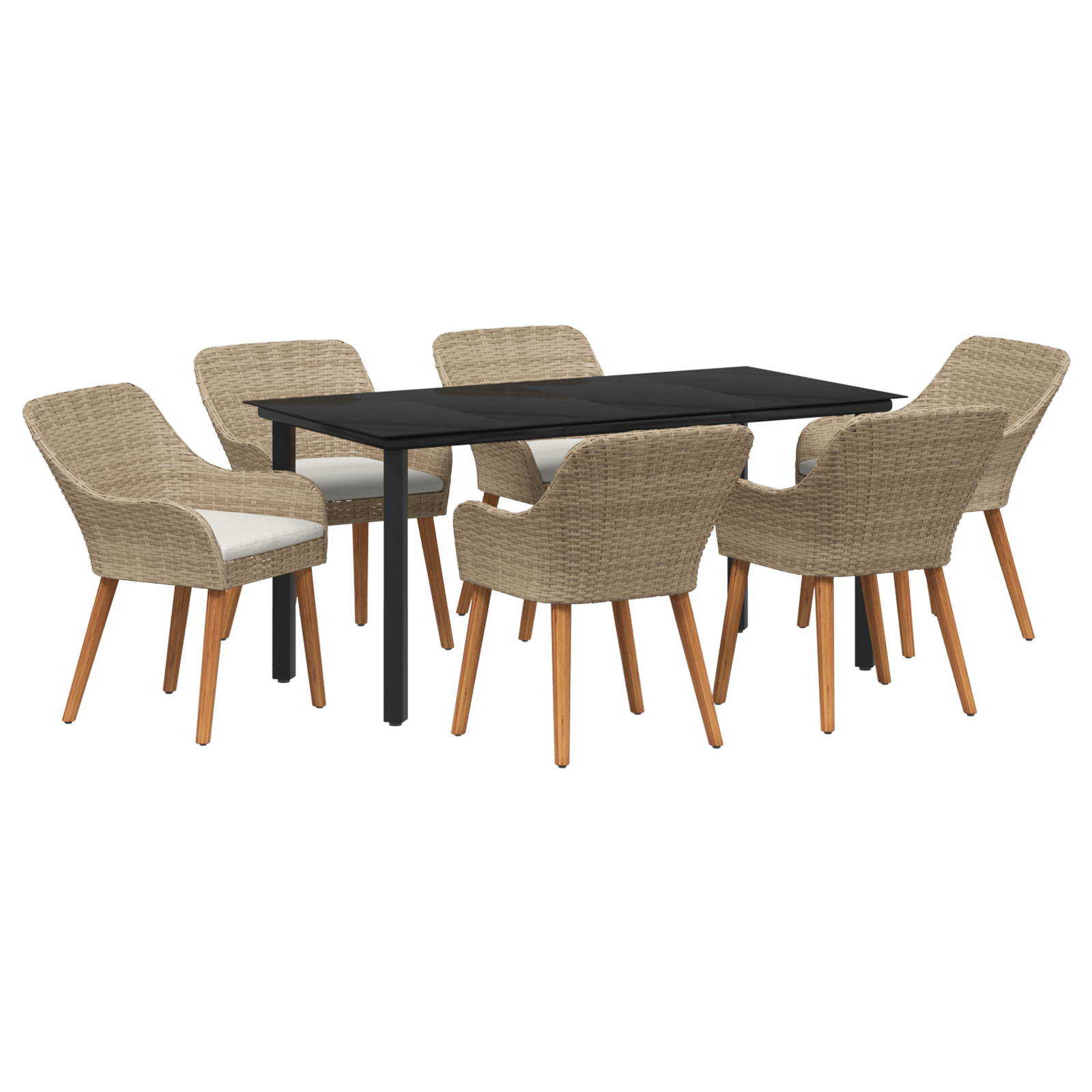 Set de dining pentru grădină cu 7 piese din ratan bej GartenMobel Dekor