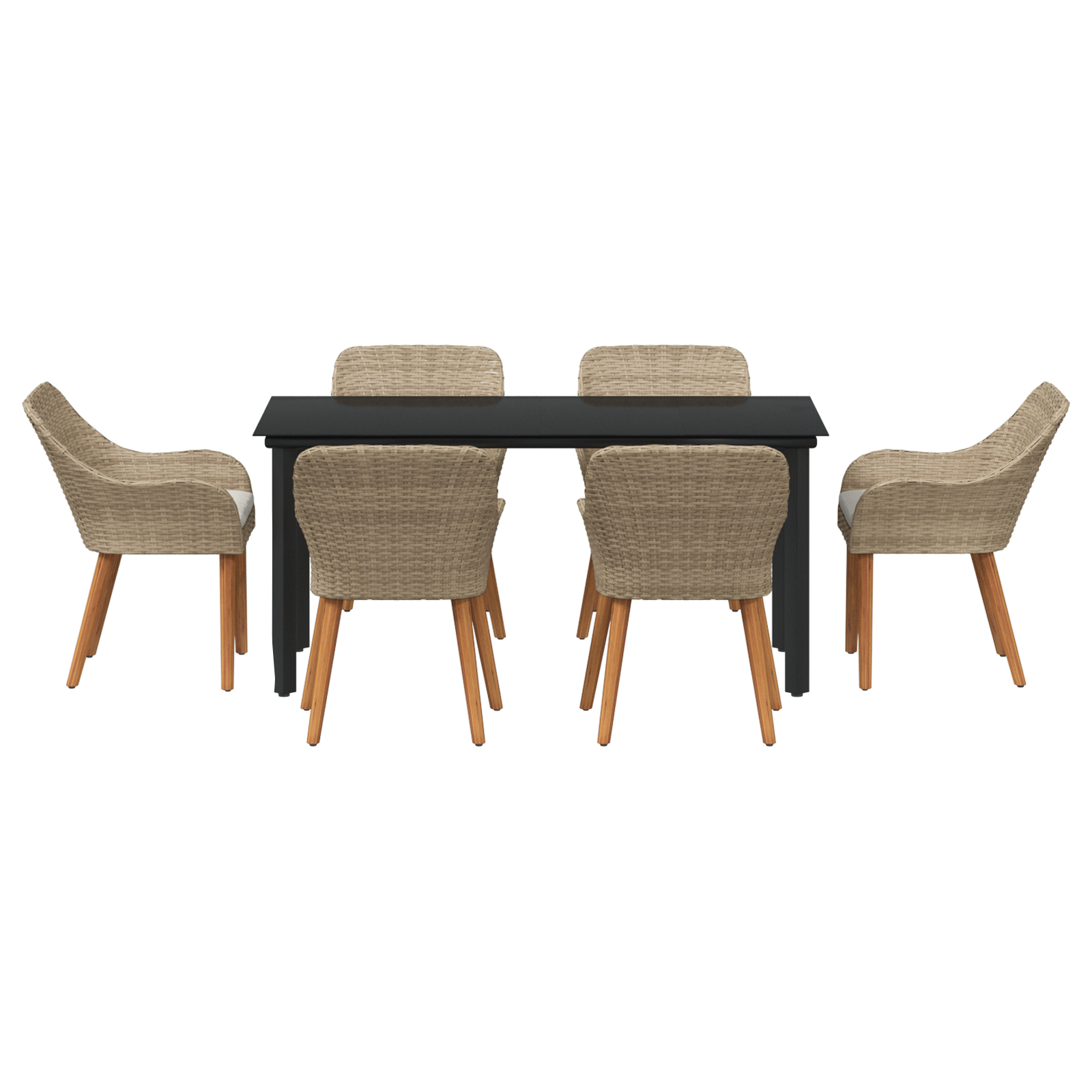 Set de dining pentru grădină cu 7 piese din ratan bej GartenMobel Dekor