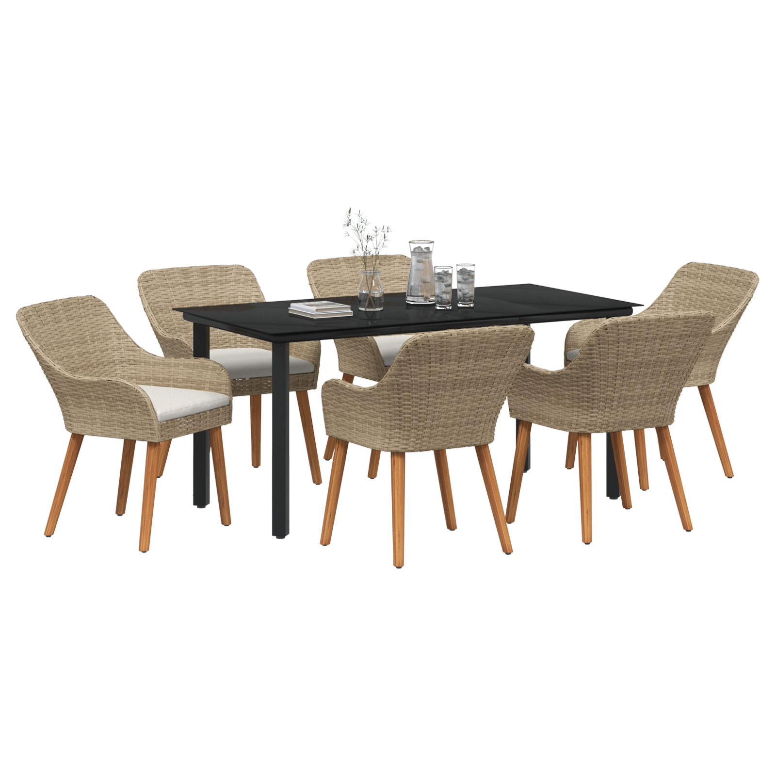 Set de dining pentru grădină cu 7 piese din ratan bej GartenMobel Dekor