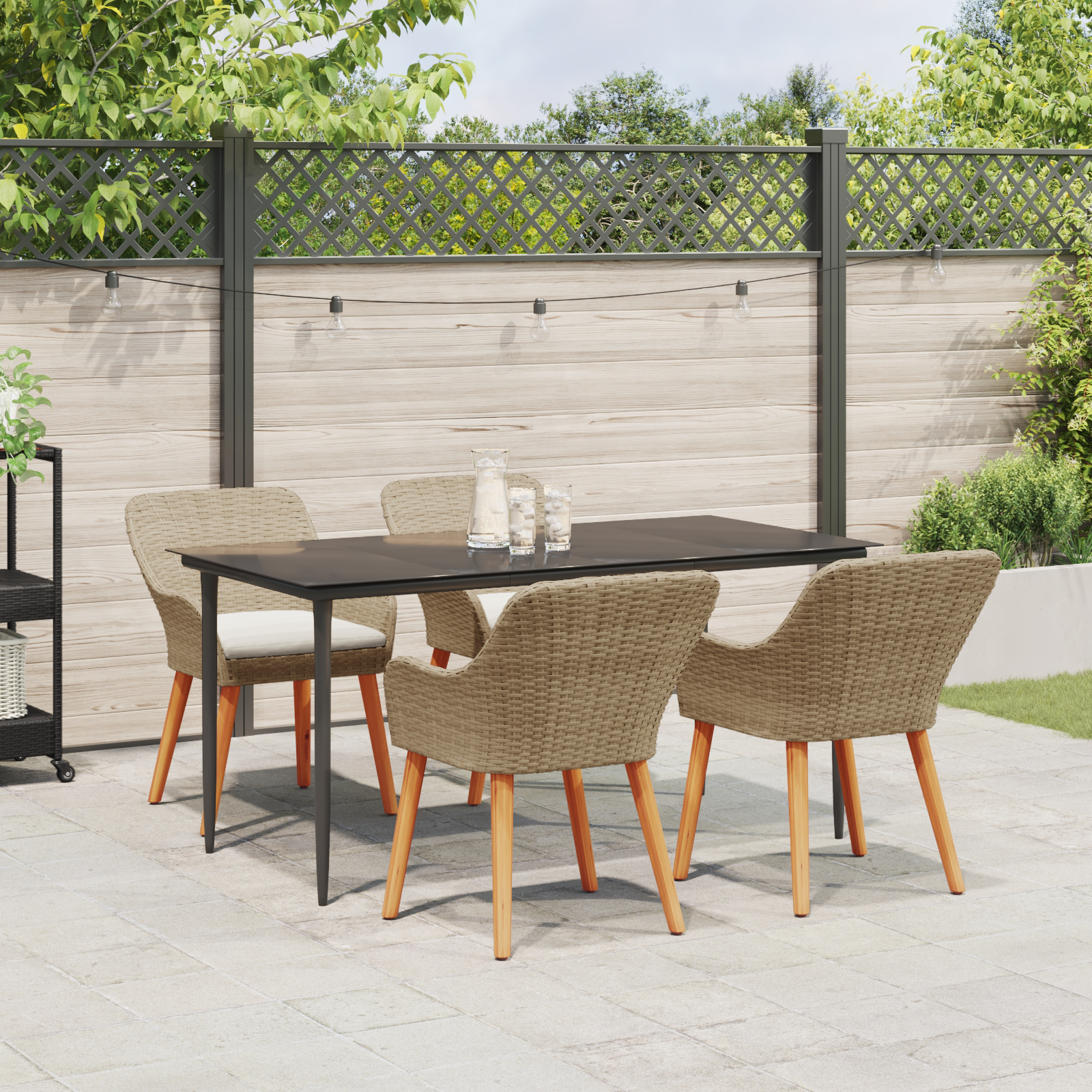 Set dining grădină 5 piese Bej din Ratan Polican GartenMobel Dekor