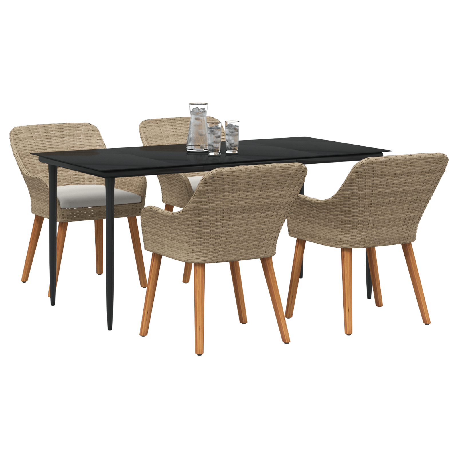 Set dining grădină 5 piese Bej din Ratan Polican GartenMobel Dekor