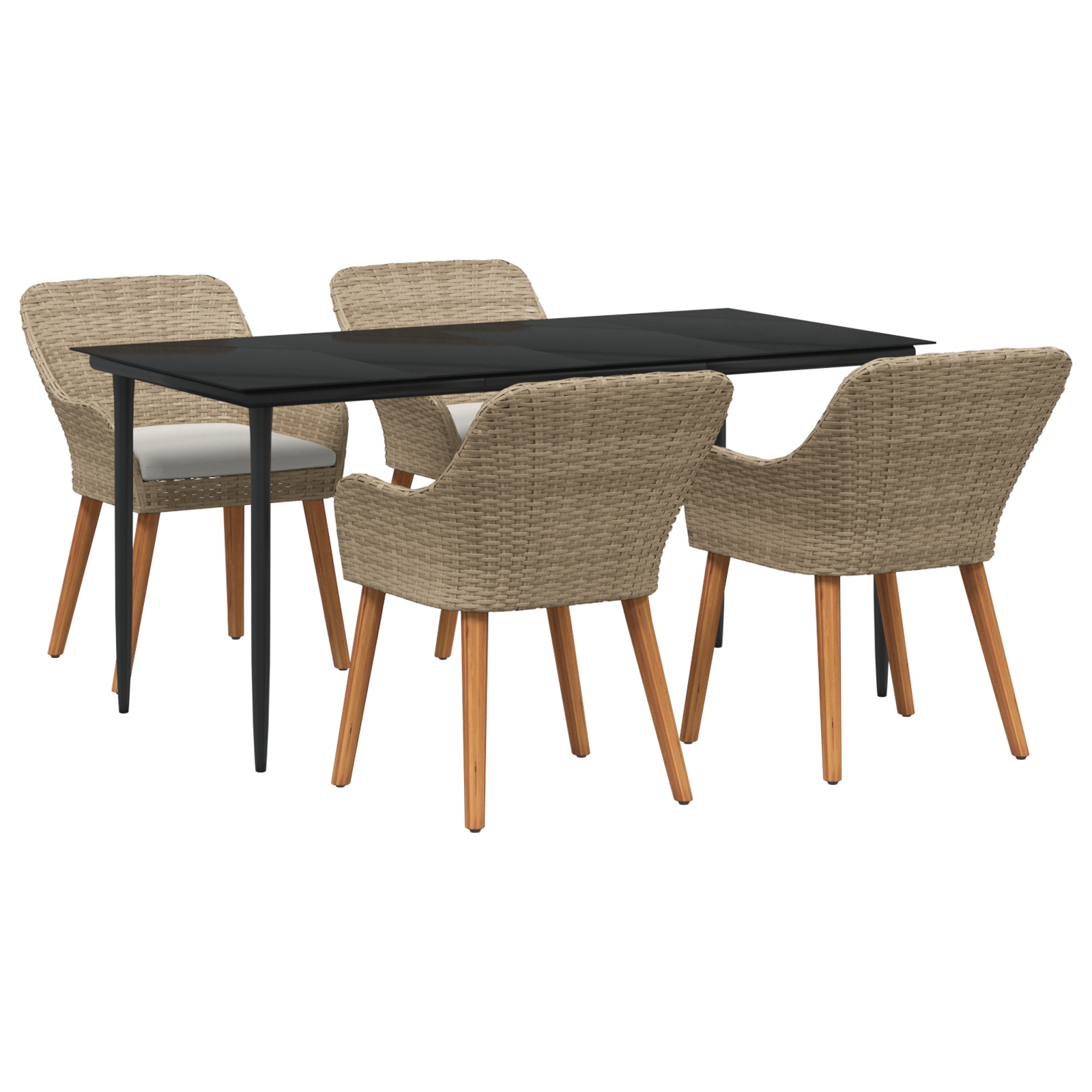 Set dining grădină 5 piese Bej din Ratan Polican GartenMobel Dekor