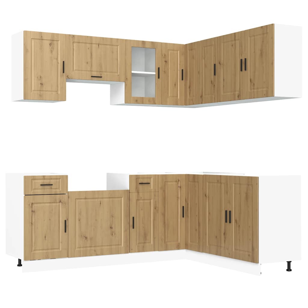 Set dulap de bucătărie 11 piese „Porto” stejar artizanal lemn GartenMobel Dekor