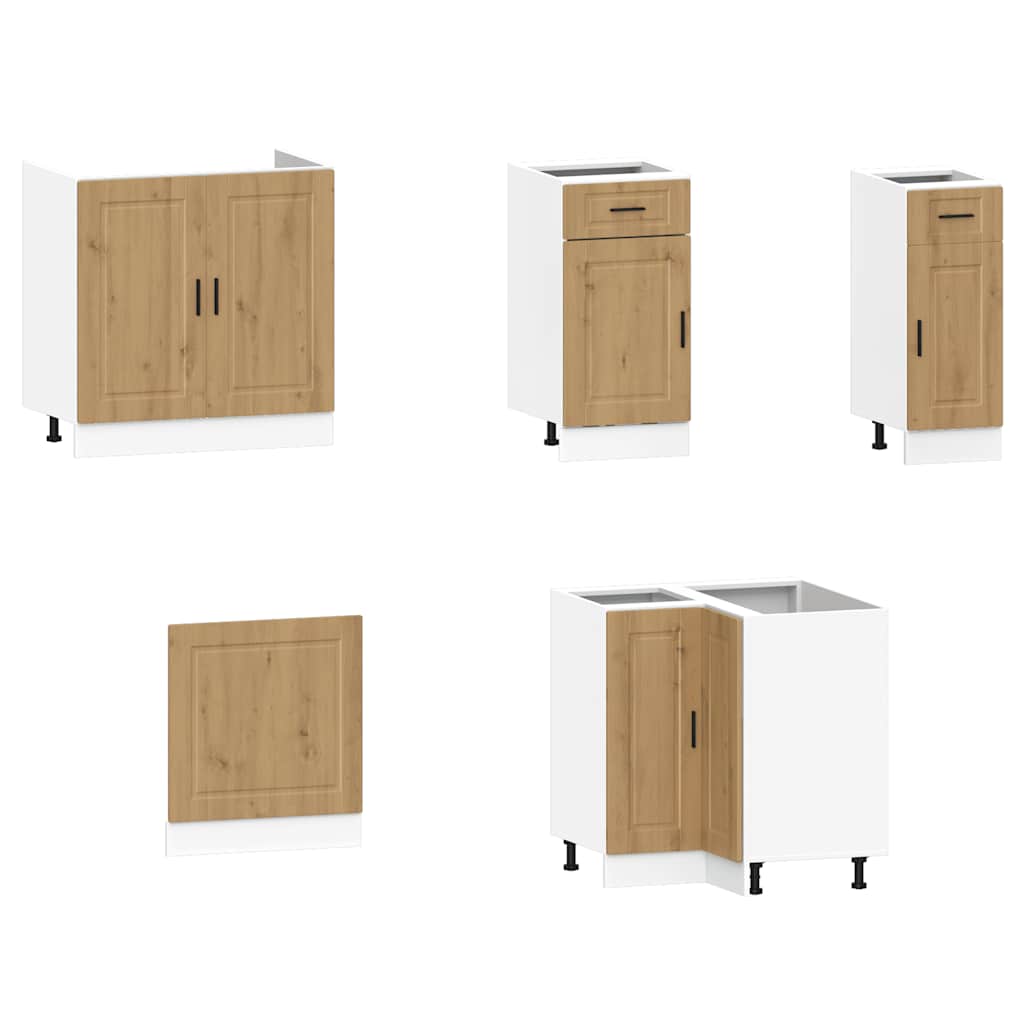 Set dulap de bucătărie 11 piese „Porto” stejar artizanal lemn GartenMobel Dekor