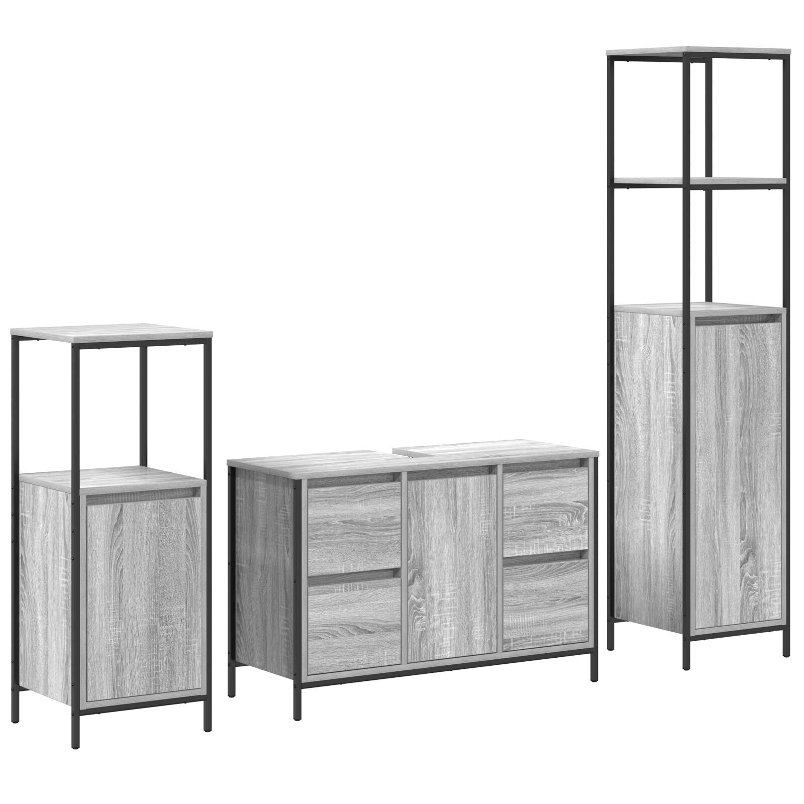Set mobilier baie 3 piese lemn prelucrat gri sonoma GartenMobel Dekor