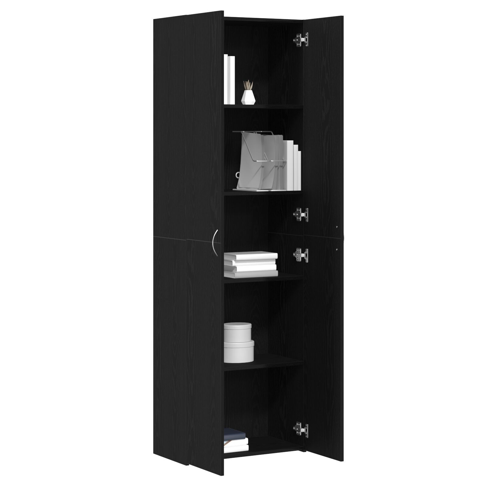 Credență birou  Negru Stejar 60x32x190 cm Lemn prelucrat GartenMobel Dekor