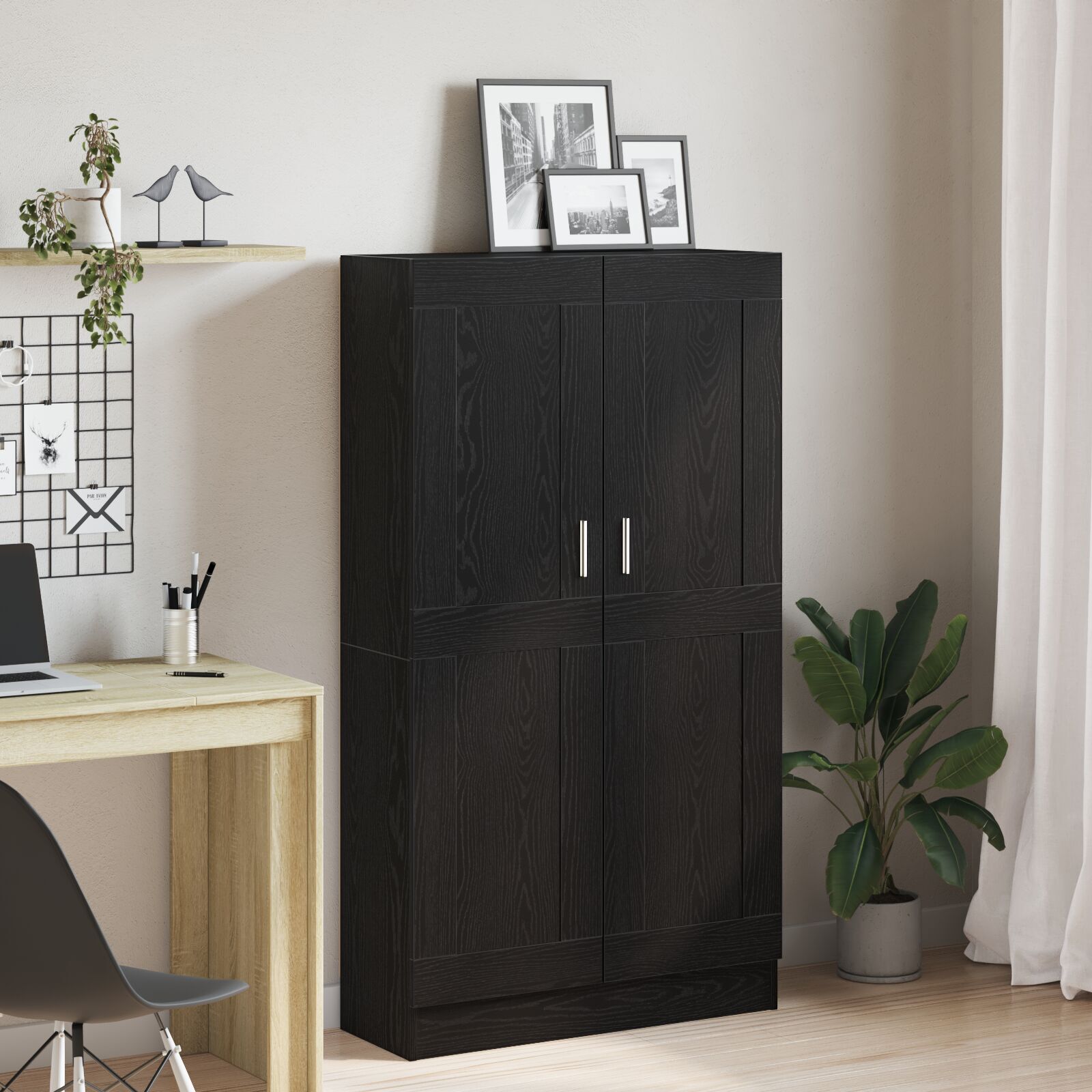 Set de biblioteci  2 buc Negru Stejar 165x30,5x150 cm Lemn prelucrat GartenMobel Dekor