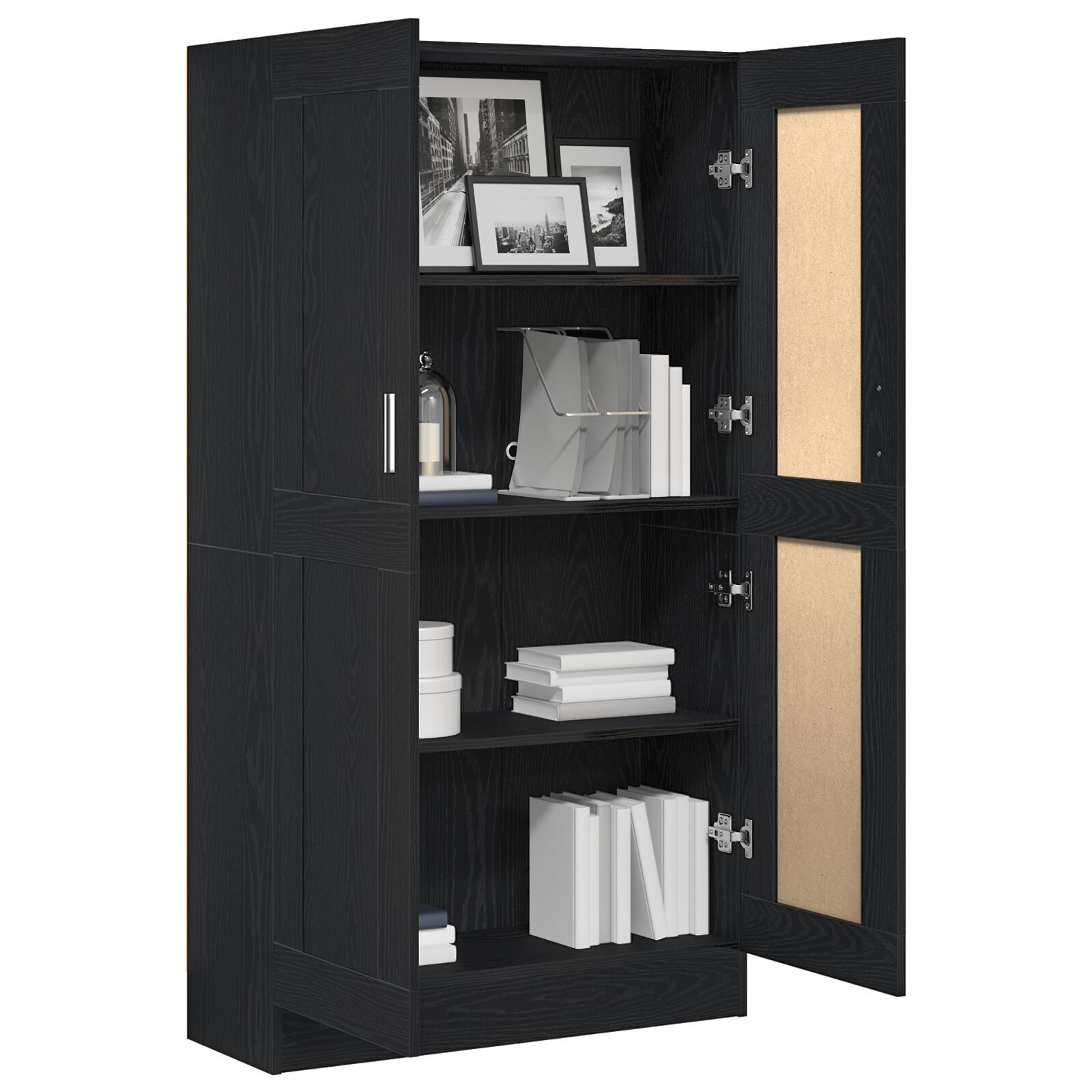 Set de biblioteci  2 buc Negru Stejar 165x30,5x150 cm Lemn prelucrat GartenMobel Dekor