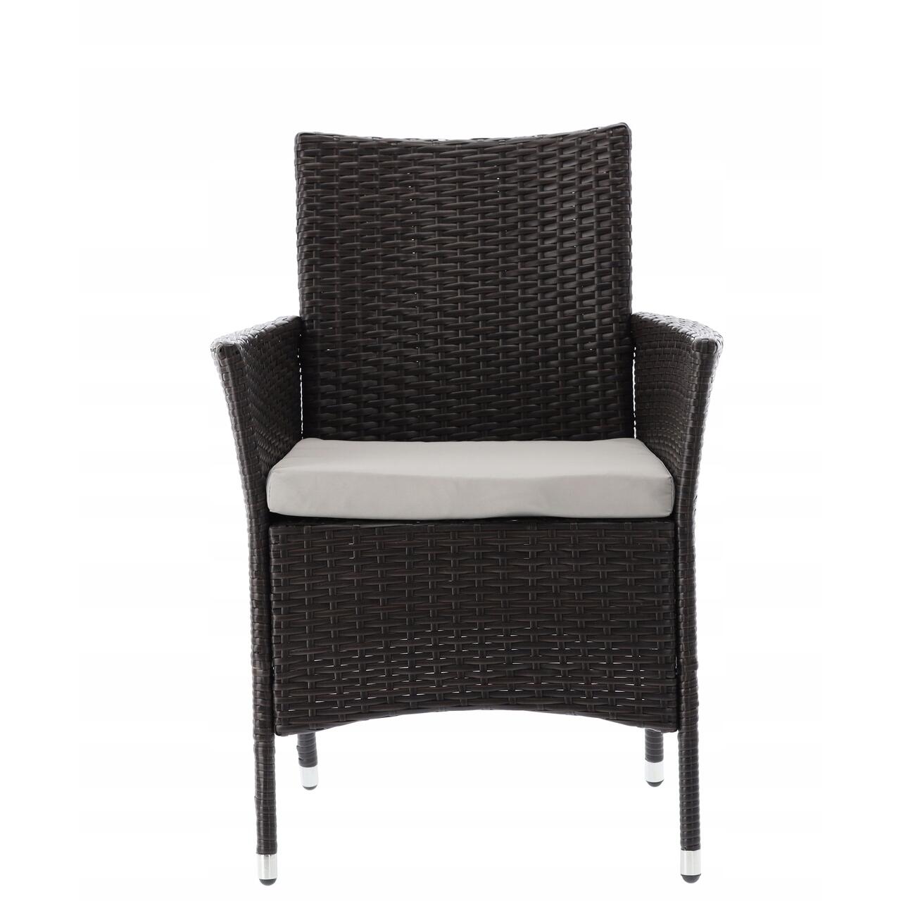 Set mobilier gradina/terasa, maro inchis si bej, ratan sintetic, 1 masa, 6 fotolii, Riviera GartenVIP DiyLine