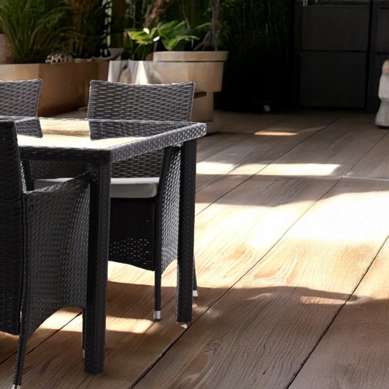 Set mobilier gradina/terasa, maro inchis si bej, ratan sintetic, 1 masa, 6 fotolii, Riviera GartenVIP DiyLine