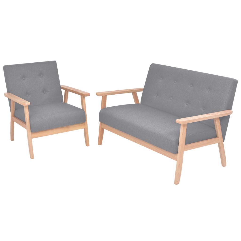 Set cu canapea, 2 piese, material textil, gri deschis  GartenMobel Dekor