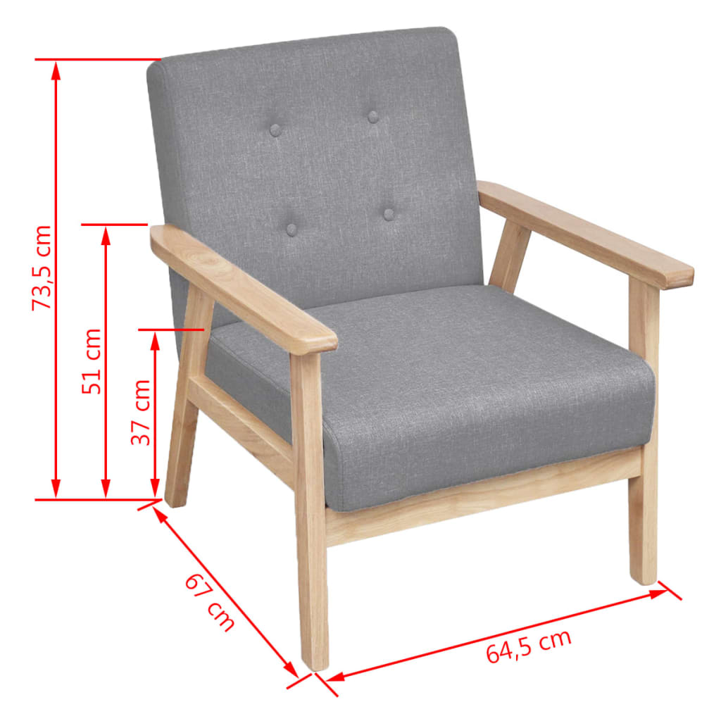 Set cu canapea, 2 piese, material textil, gri deschis  GartenMobel Dekor