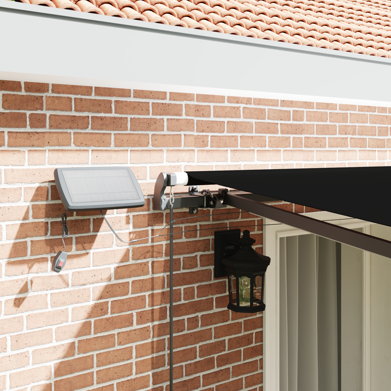 Marchiza Manuală Retractabilă cu LED Neagră 400x300 cm, Material de înlocuire pentru marchiză pentru cadru de 4x3 m Negru GartenMobel Dekor