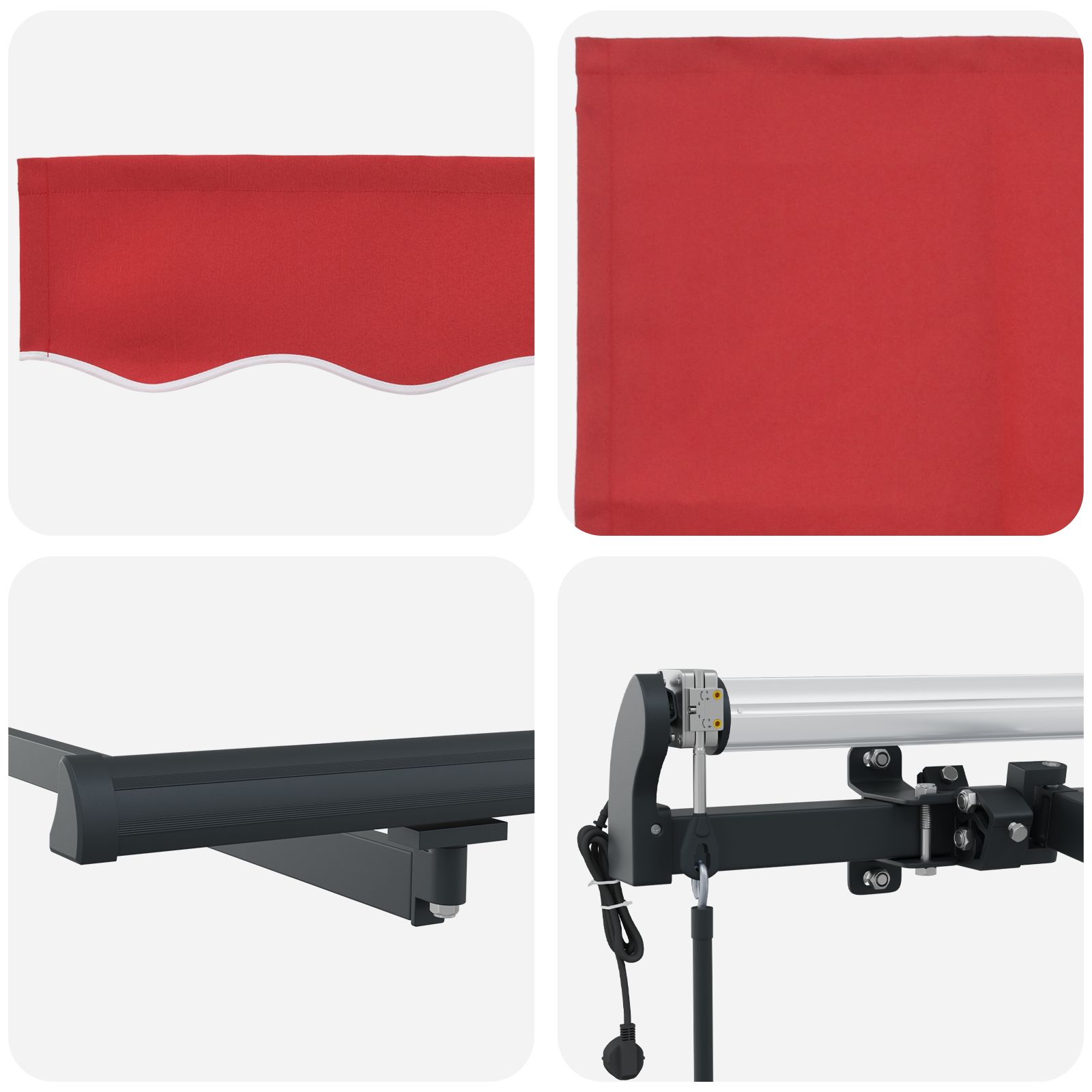 Marchiză automată retractabilă roșie 400x300 cm,  Material de înlocuire pentru marchiză 4x3 m cadru roșu GartenMobel Dekor