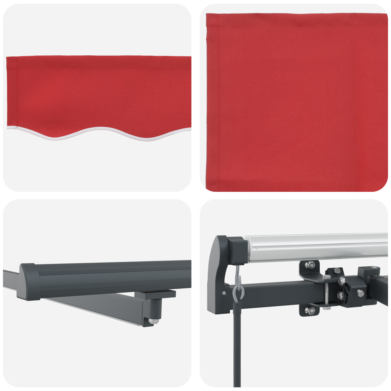 Marchiză manuală retractabilă cu LED roșie 400x300 cm, țesătură de înlocuire pentru cadru de 4x3 m roșie GartenMobel Dekor
