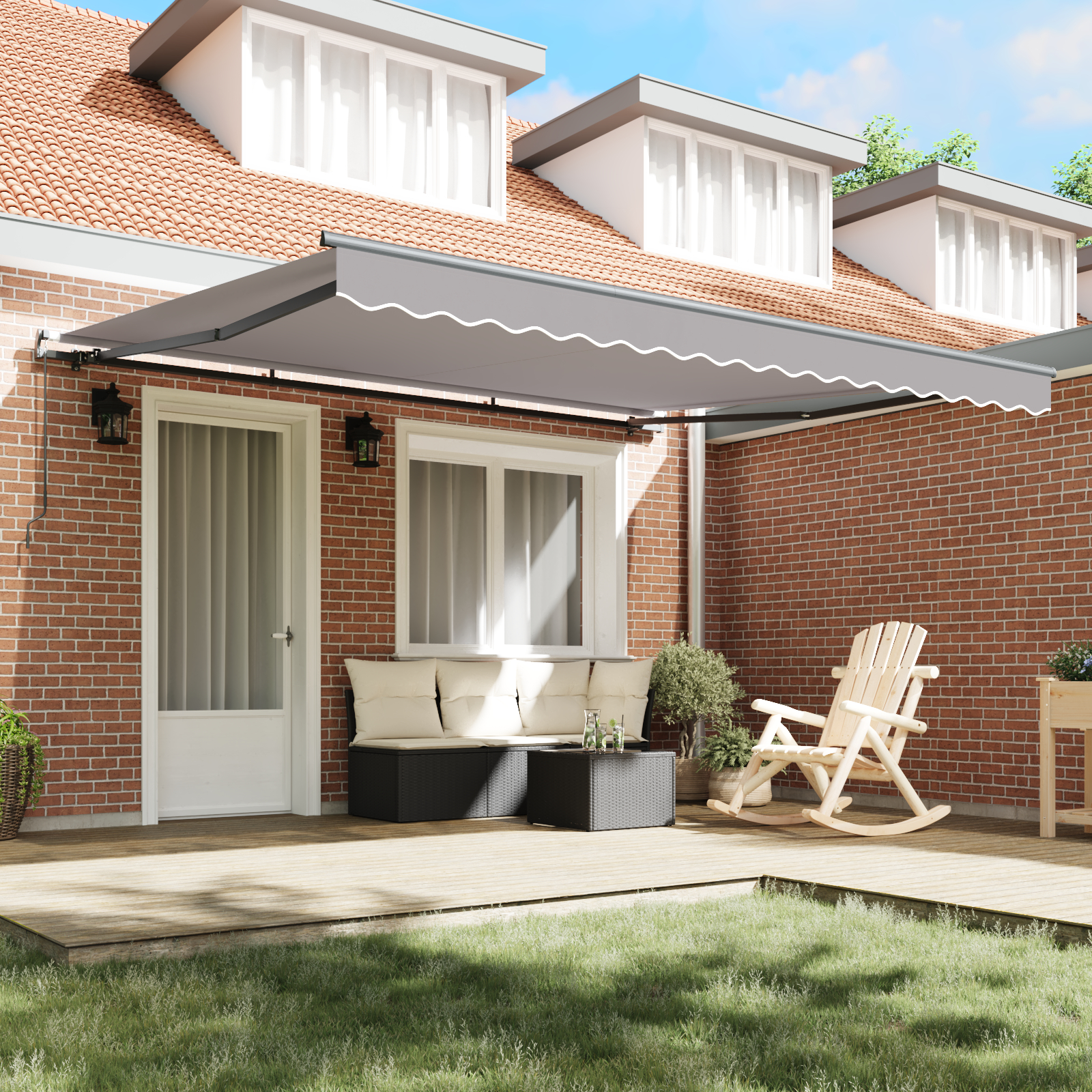 Marcheză manuală retractabilă gri deschis 400x300 cm, Material de înlocuire pentru marcheză pentru cadru de 4x3 m gri deschis GartenMobel Dekor