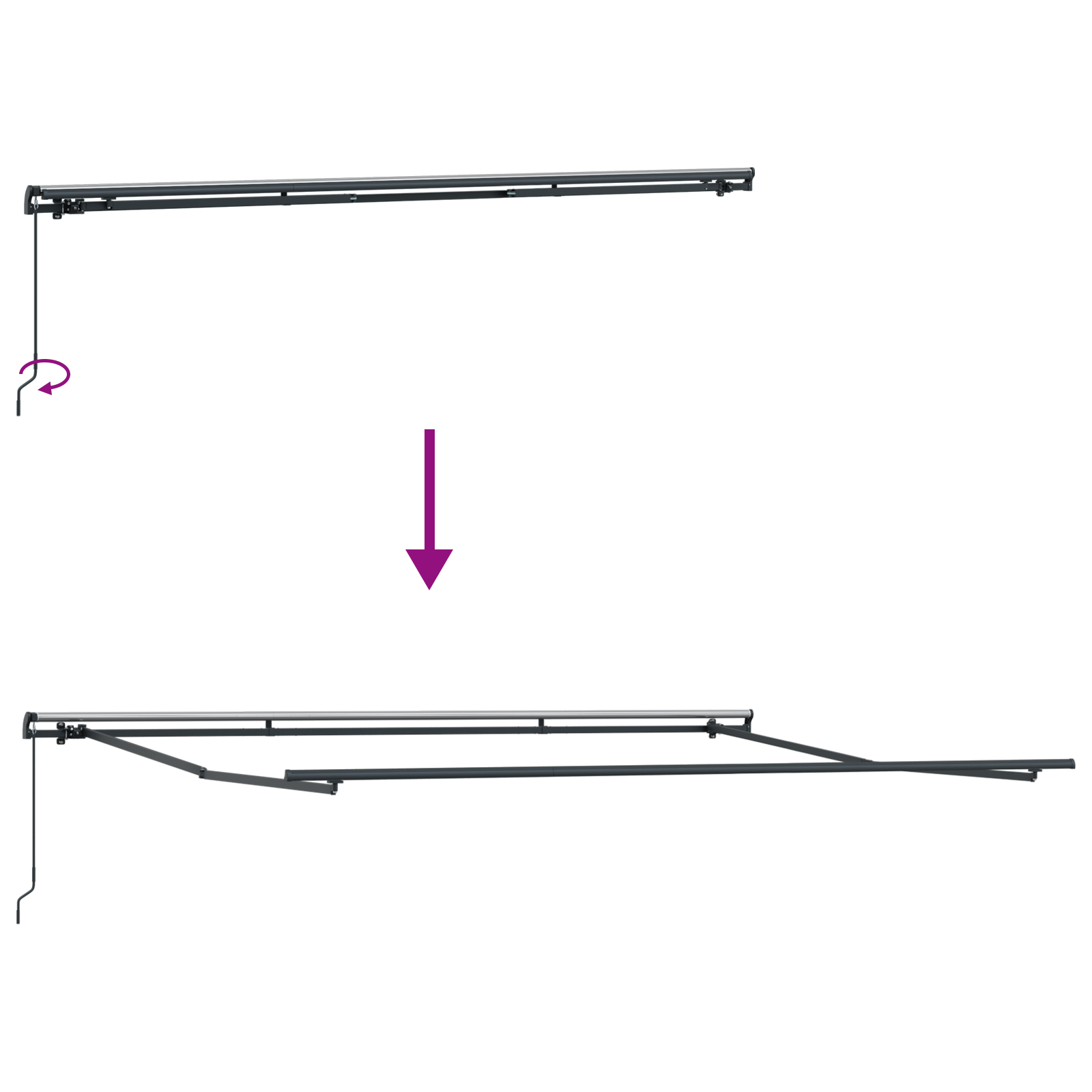 Marchiza manuală retractabilă Alb 400x300 cm, Material de schimb pentru marchiza pentru cadru de 4x3 m Alb GartenMobel Dekor