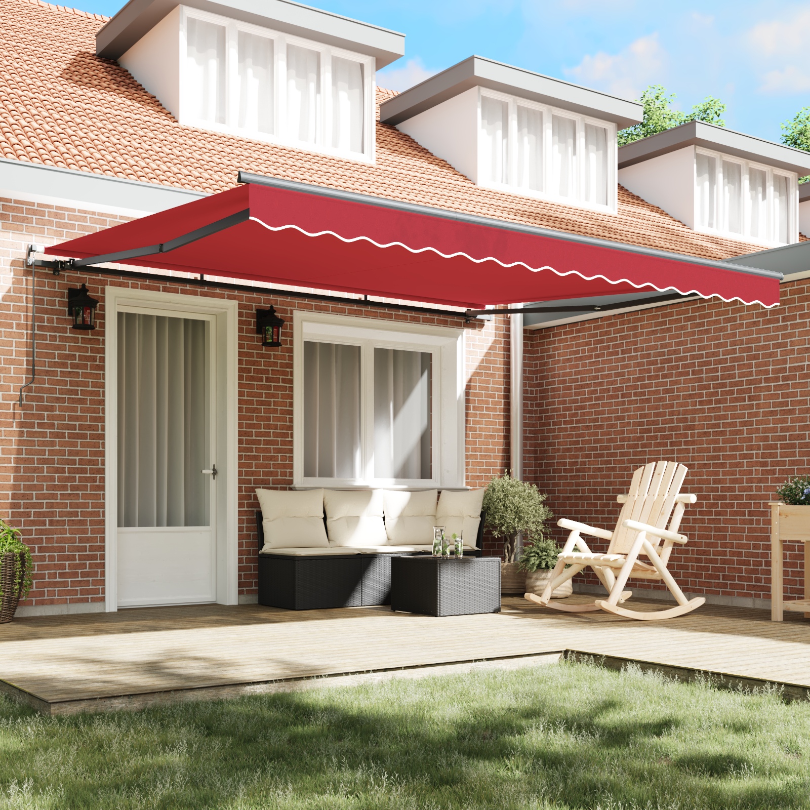 Marchiză manuală retractabilă Roșie 400x300 cm, Țesătură de schimb pentru marchiză pentru cadru de 4x3 m Roșie GartenMobel Dekor