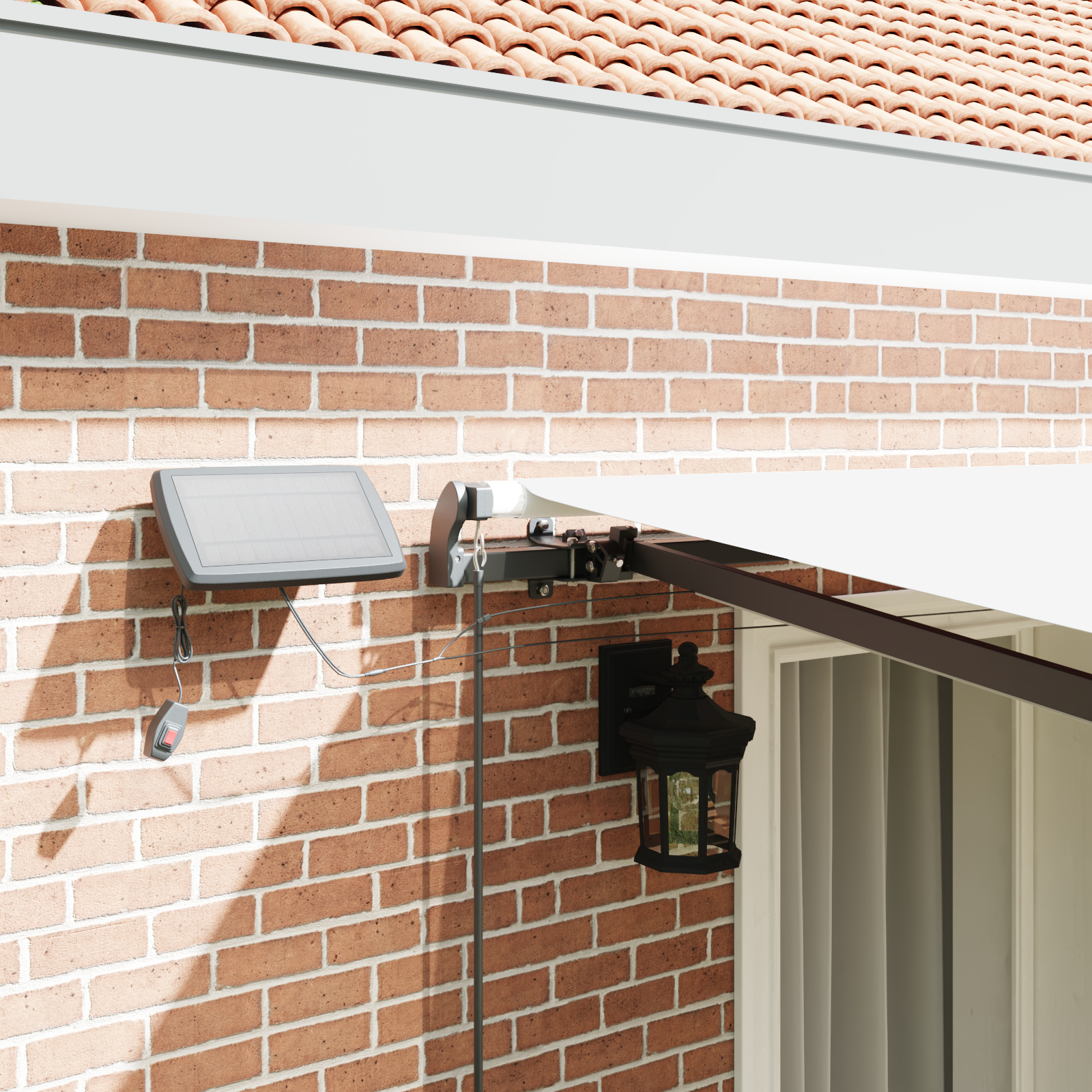 Marchiză manuală retractabilă cu LED Alb 400x300 cm, Material pentru înlocuirea marchizei pentru cadru de 4x3 m Alb GartenMobel Dekor