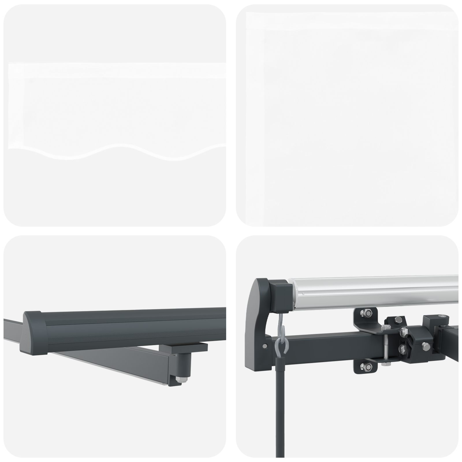 Marchiză manuală retractabilă cu LED Alb 400x300 cm, Material pentru înlocuirea marchizei pentru cadru de 4x3 m Alb GartenMobel Dekor
