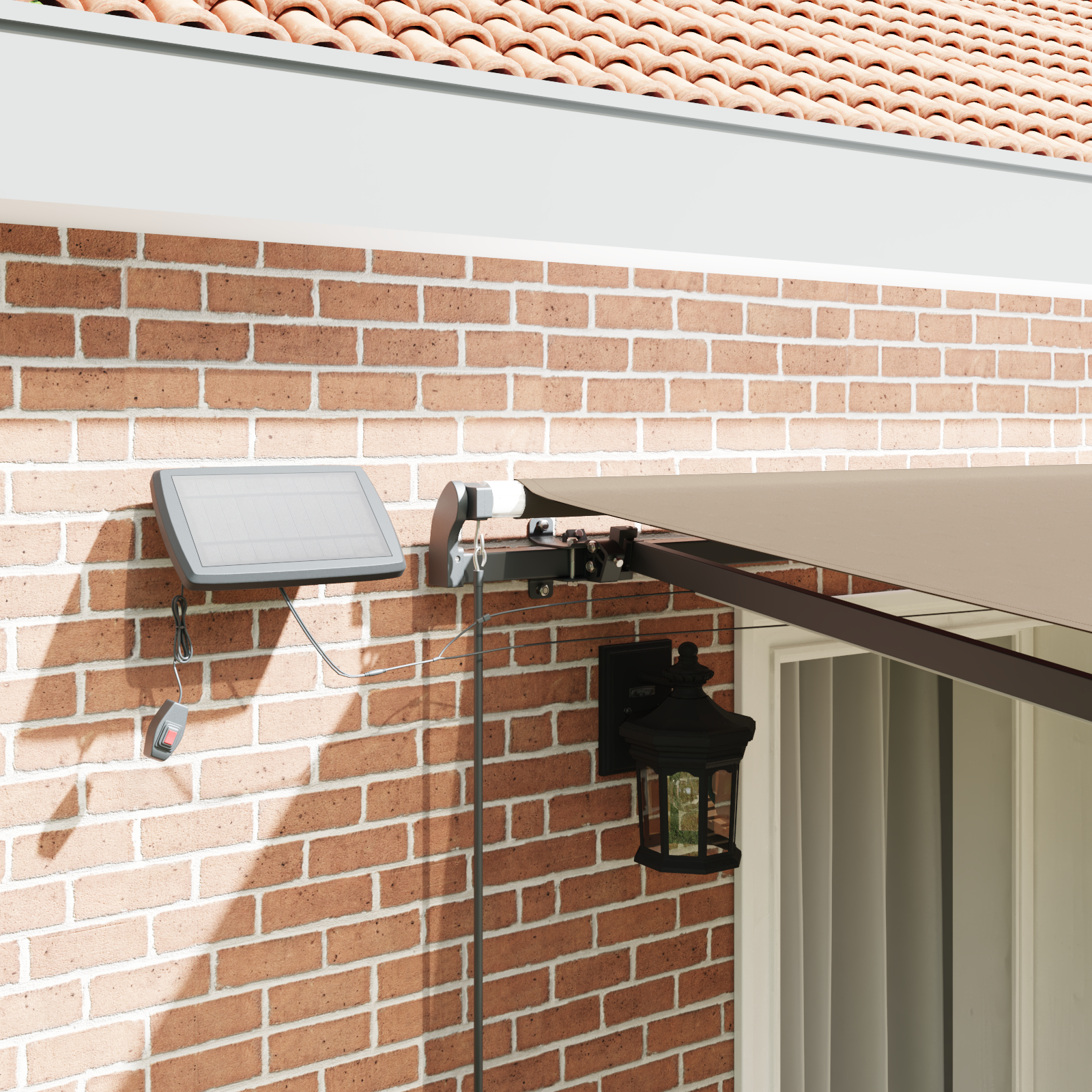 Marchiza manuală retractabilă cu LED Bej 400x300 cm, Material de schimb pentru marchiză pentru cadru de 4x3 m Bej GartenMobel Dekor