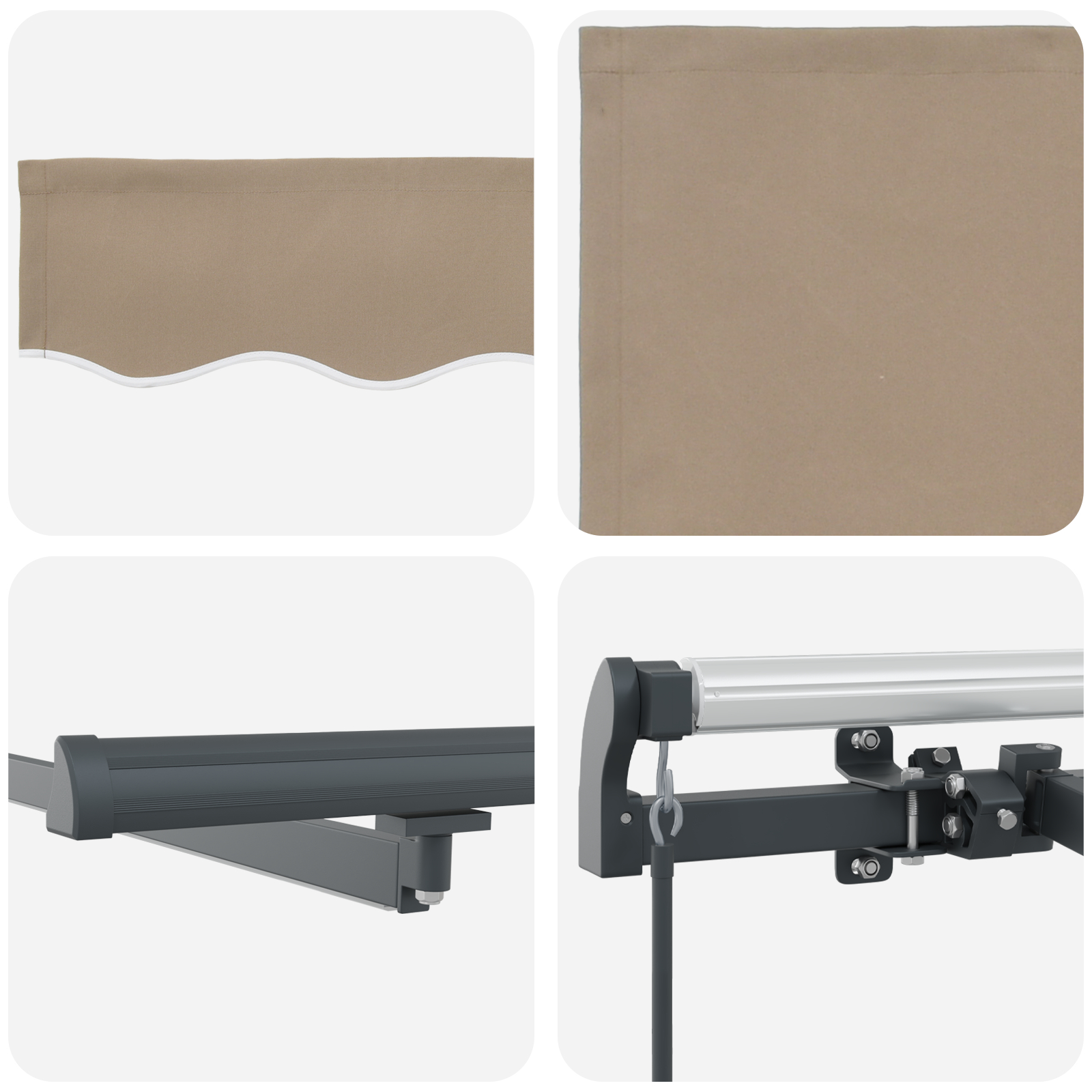 Marchiza manuală retractabilă cu LED Bej 400x300 cm, Material de schimb pentru marchiză pentru cadru de 4x3 m Bej GartenMobel Dekor