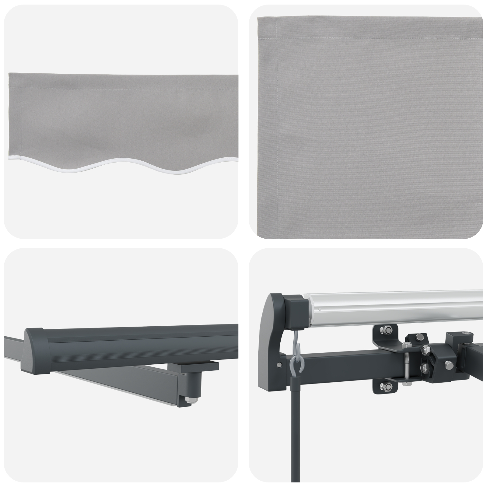 Marchiză manuală retractabilă cu LED gri deschis 400x300 cm, Material pentru înlocuirea marchizei pentru cadru de 4x3 m gri deschis GartenMobel Dekor
