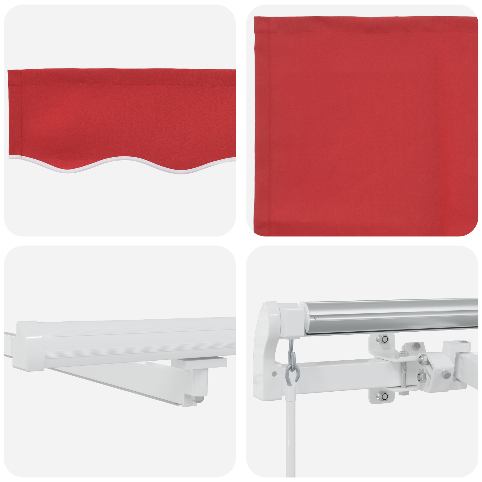 Marciză manuală retractabilă cu LED Roșie 400x300 cm, Țesătură de schimb pentru marciză 4x3 m Roșie GartenMobel Dekor