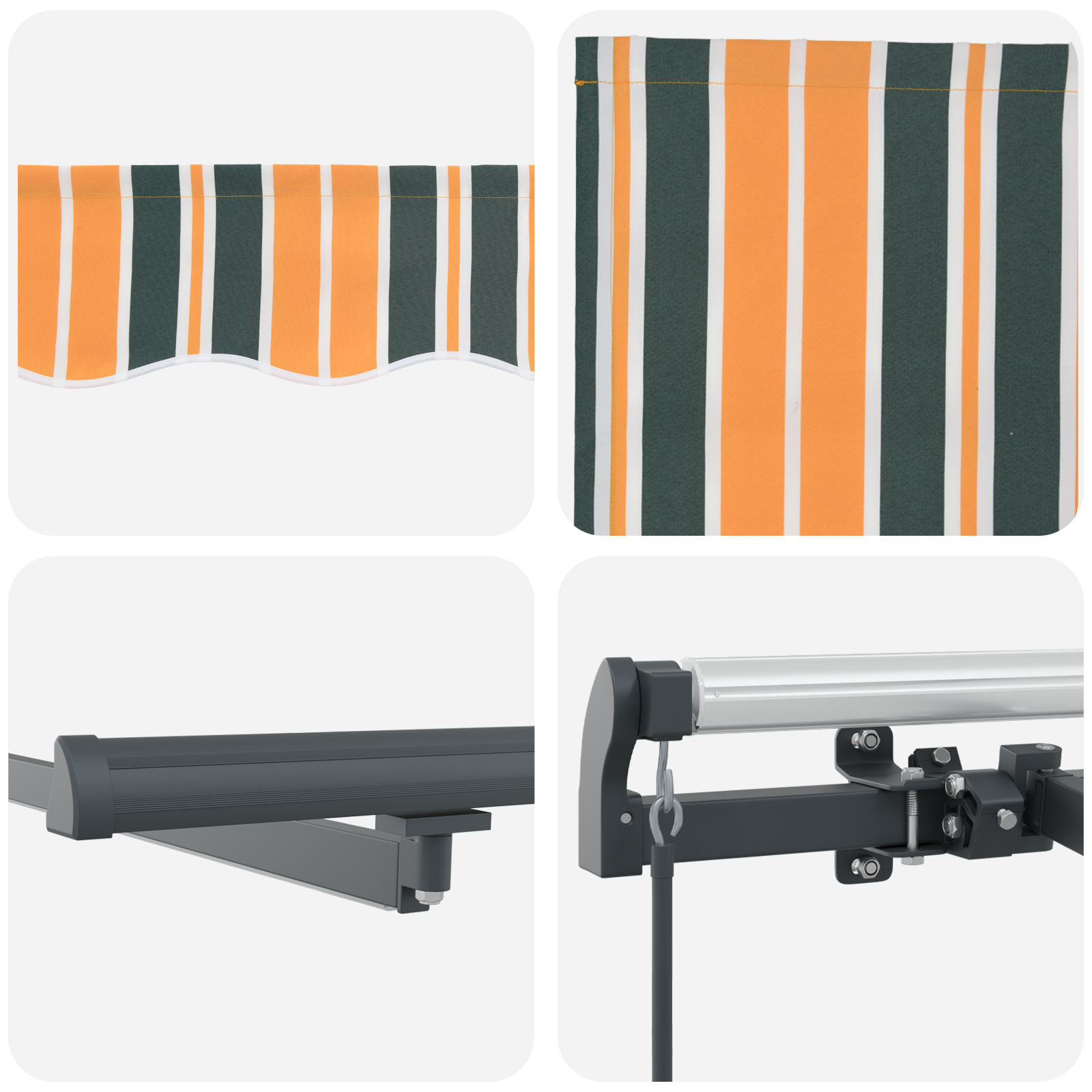 Marchiză manuală retractabilă cu LED Verde și Galben 400x300 cm, Material de schimb pentru marchiză pentru cadru de 4x3 m Verde și Galben GartenMobel Dekor