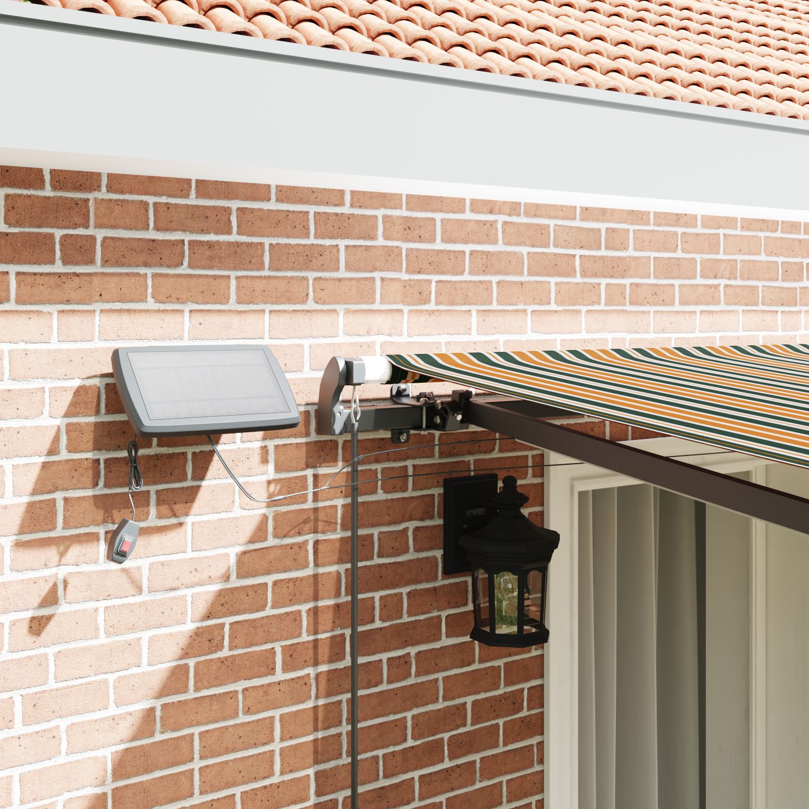 Marchiză manuală retractabilă cu LED Verde și Galben 400x300 cm, Material de schimb pentru marchiză pentru cadru de 4x3 m Verde și Galben GartenMobel Dekor