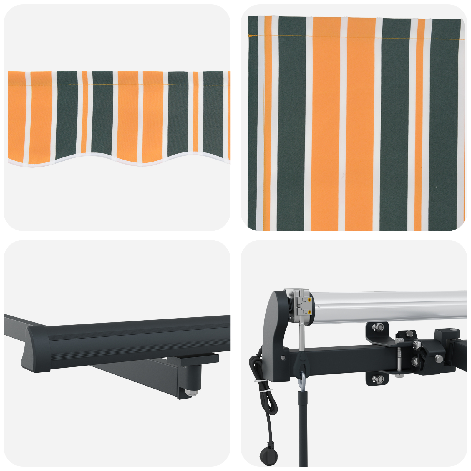 Marchiza retractabilă Verde și Galben 400x300 cm, Material de înlocuire pentru marchiză 4x3 m Verde și Galben GartenMobel Dekor