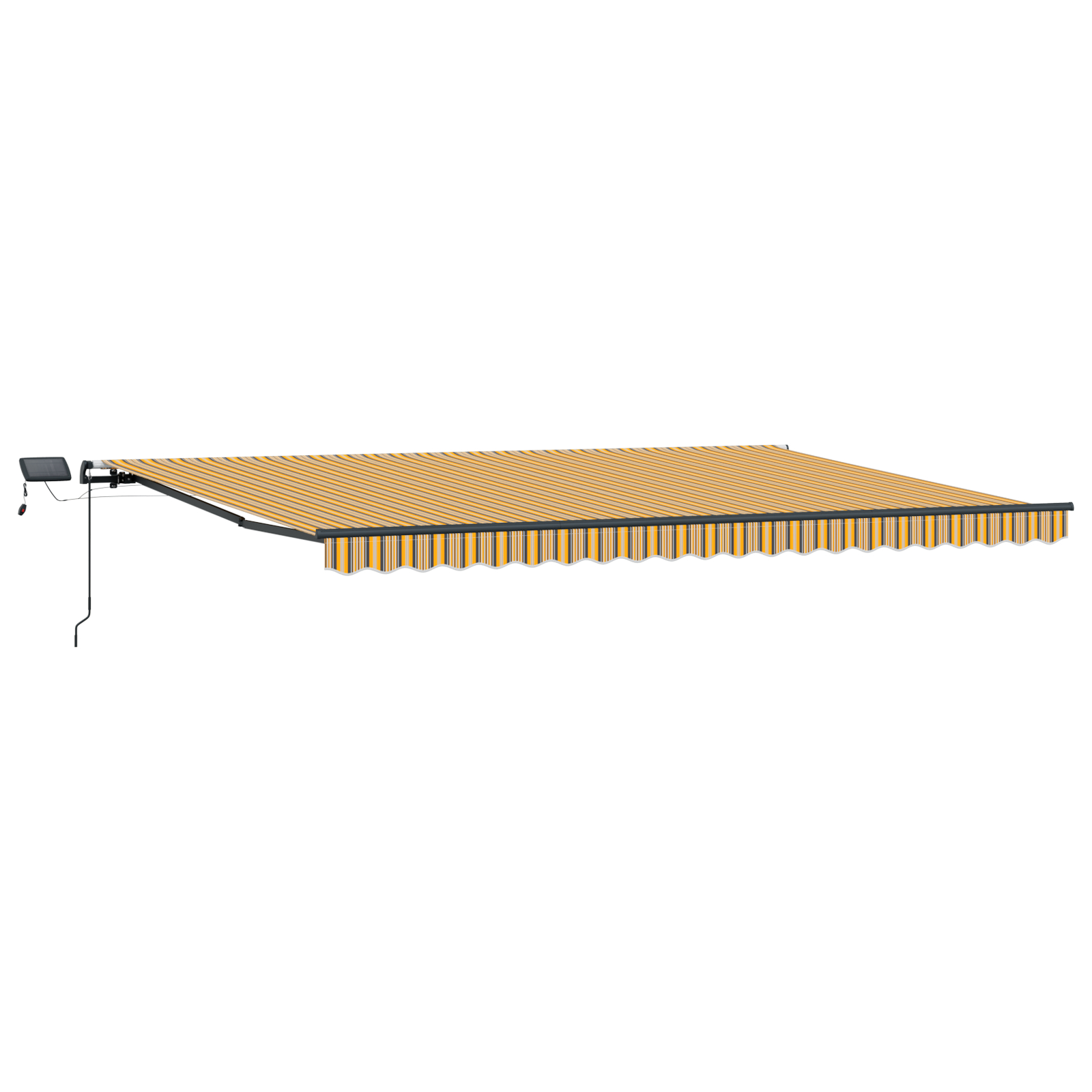 Marchiză Retractabilă Manuală cu Dungi Multicolore LED 500x300 cm. GartenMobel Dekor