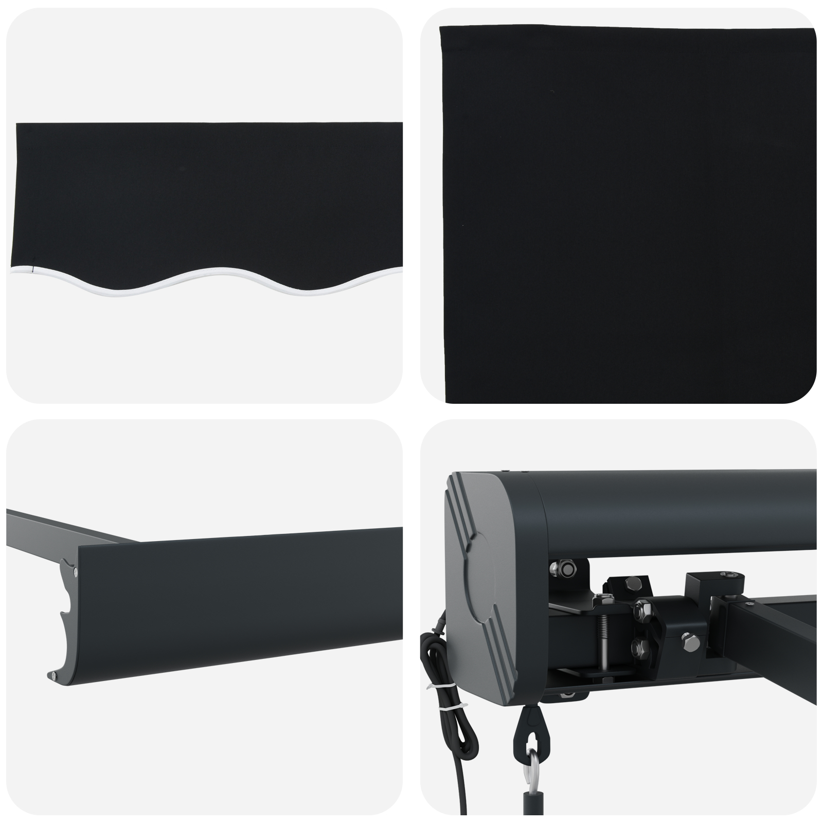 Marciză retractabilă automată neagră 500x300 cm, Material de înlocuire pentru marciză pentru cadru de 5x3 m negru GartenMobel Dekor