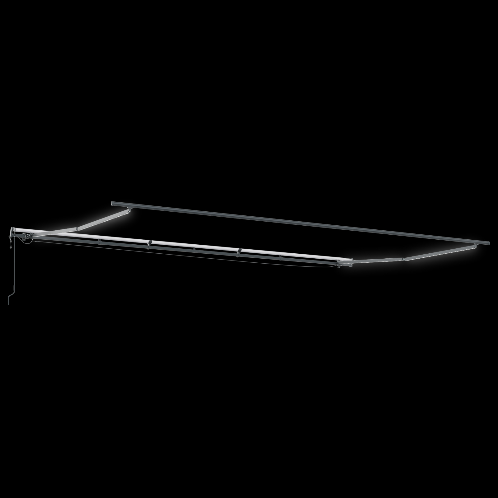 Marchiză retractabilă automată cu LED Neagră 600x300 cm, Fabrică de înlocuire pentru marchiză  pentru cadru de 6x3 m Negru GartenMobel Dekor