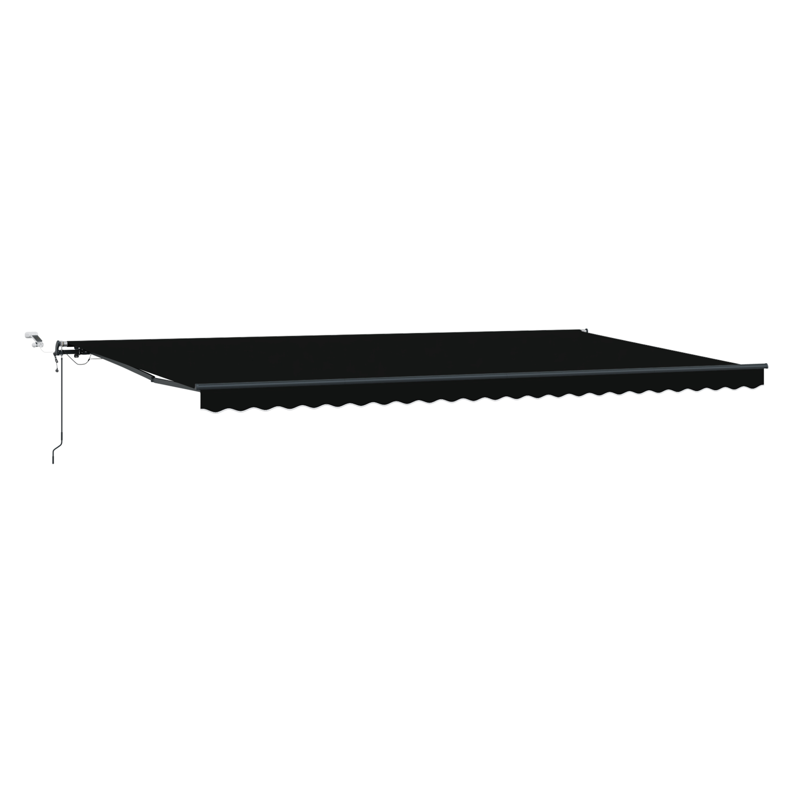 Marchiză retractabilă automată cu LED Neagră 600x300 cm, Fabrică de înlocuire pentru marchiză  pentru cadru de 6x3 m Negru GartenMobel Dekor