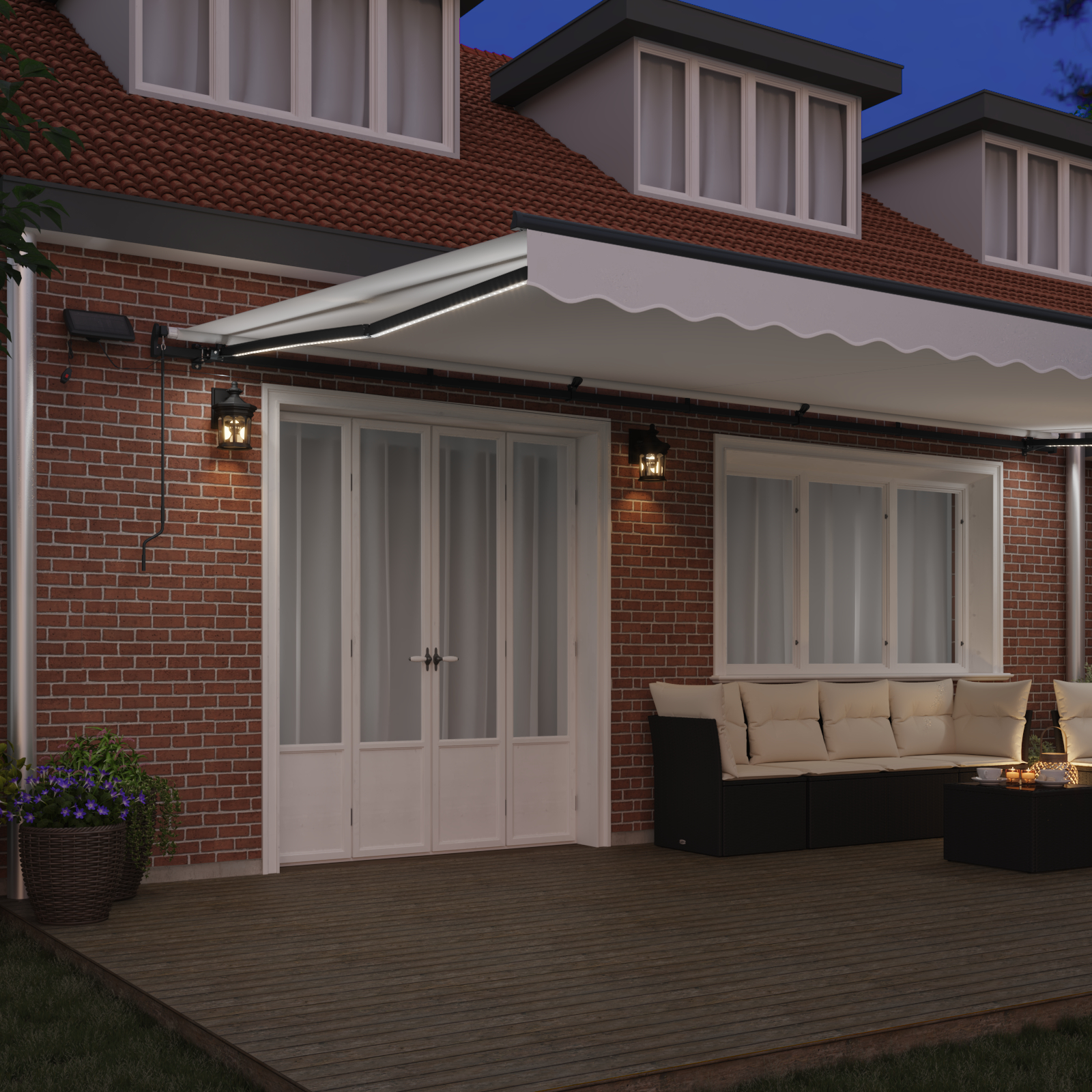 Marchiză retractabilă manuală vitaXL cu LED alb 600x300 cm, Material de schimb pentru marchiză vitaXL pentru cadru de 6x3 m alb GartenMobel Dekor
