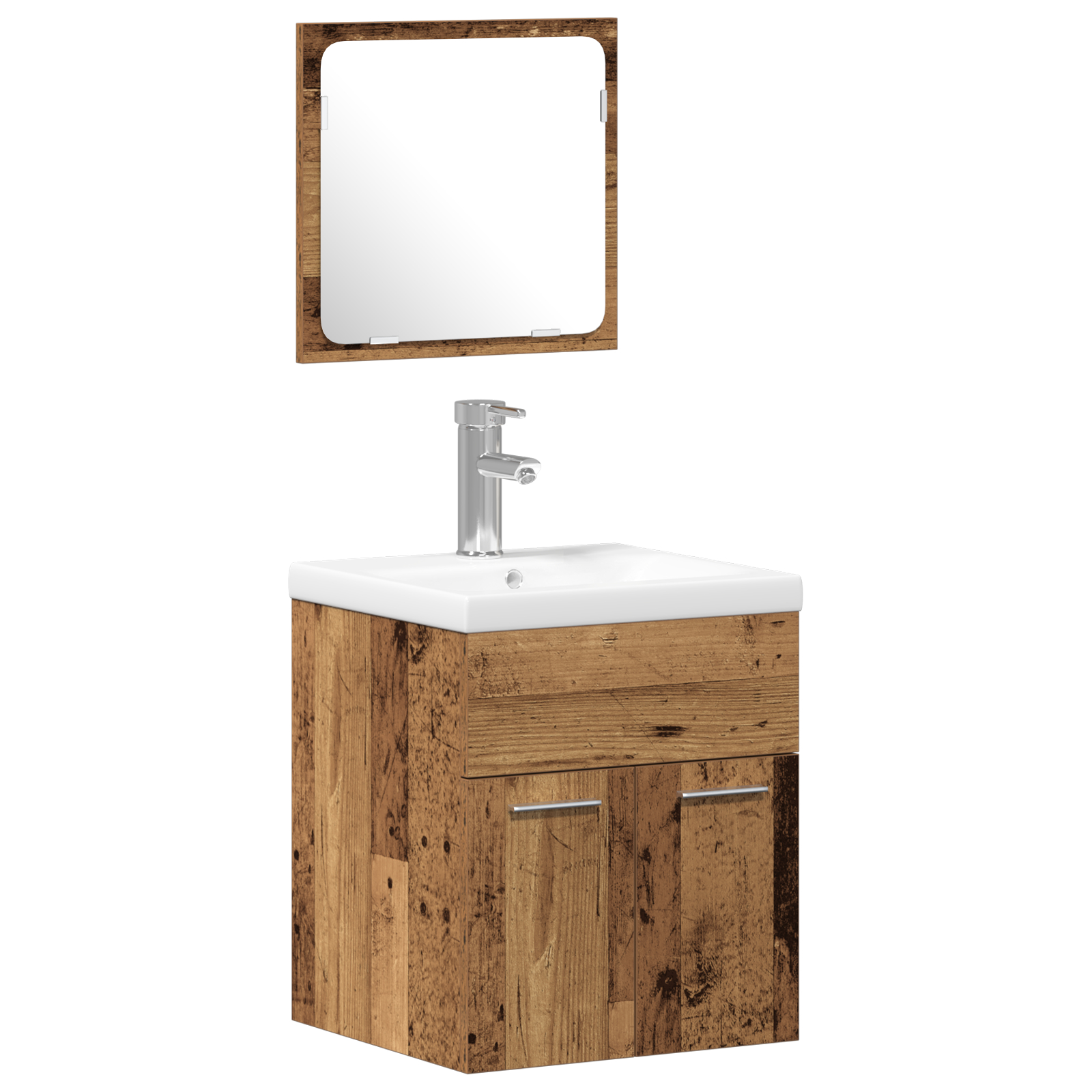 Set de 4 piese pentru baie - Lemn Raft Recondiționat GartenMobel Dekor