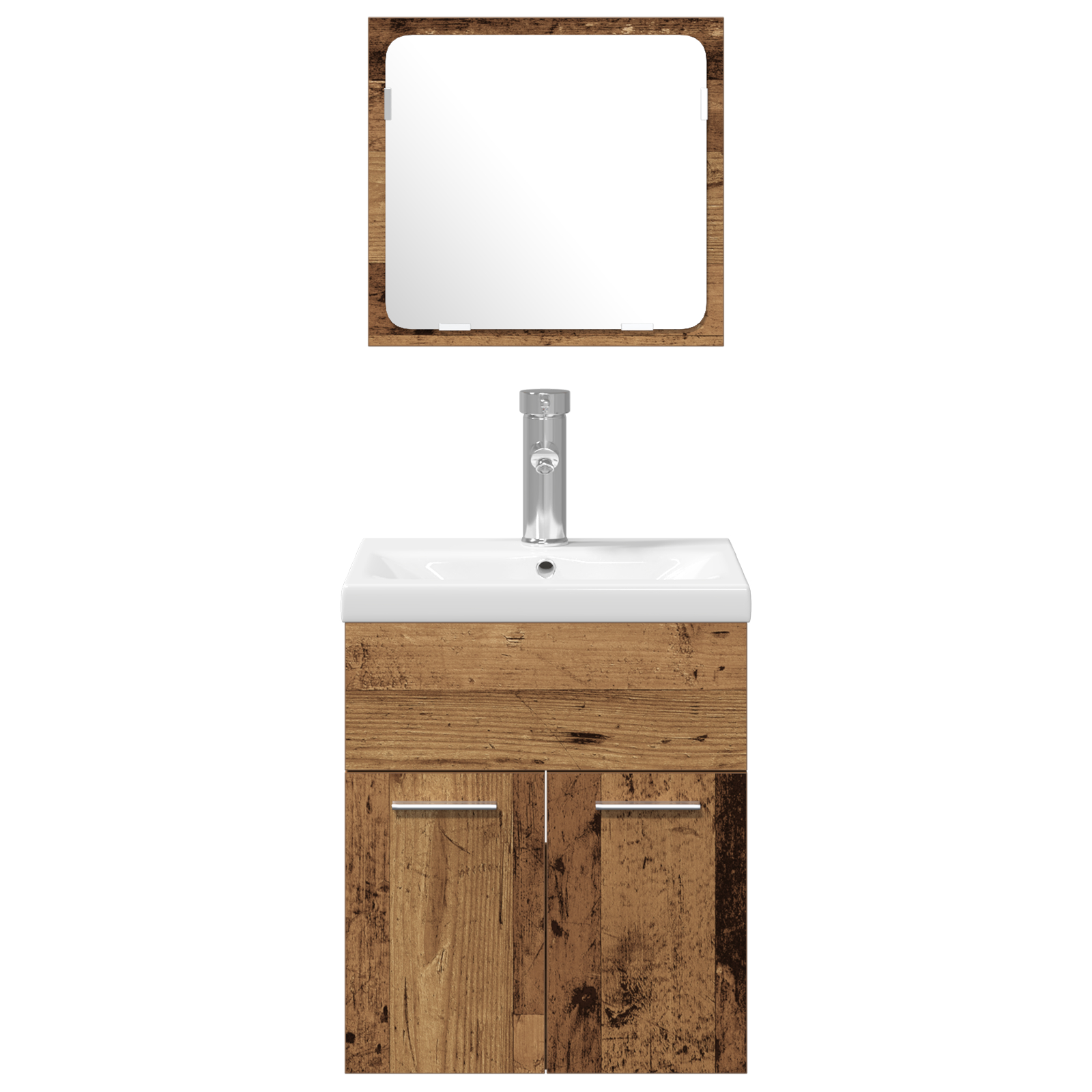 Set de 4 piese pentru baie - Lemn Raft Recondiționat GartenMobel Dekor