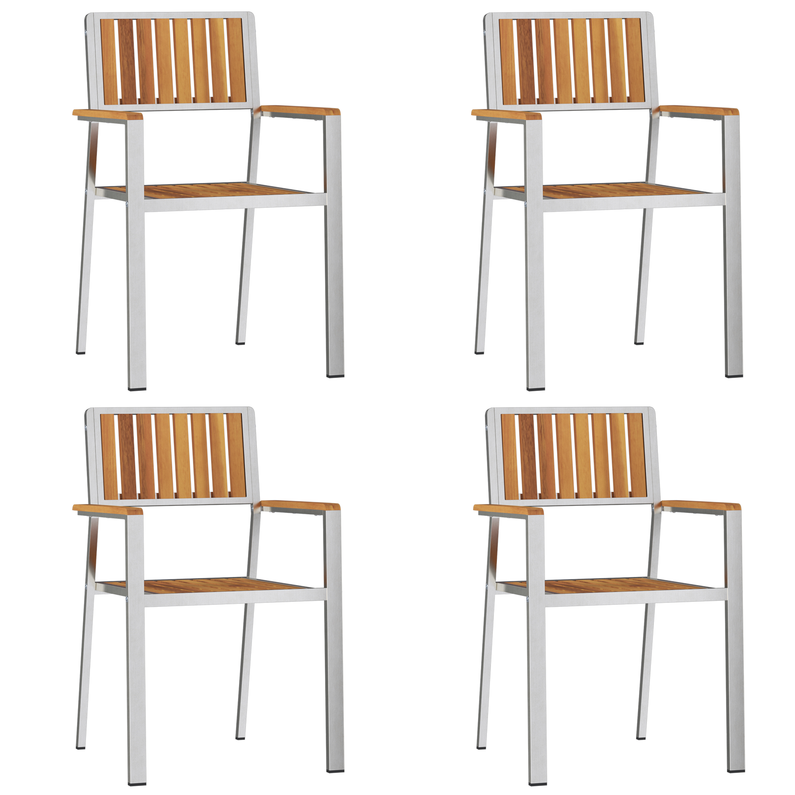 Set de Masă pentru Grădină  5 Piese din Lemn Solid de Acacia, Masă de Exterior  90x90x74.5 cm din Lemn Solid de Acacia, Scaune de Grădină Stackable 4 pcs din Lemn Solid de Acacia și Metal GartenMobel Dekor
