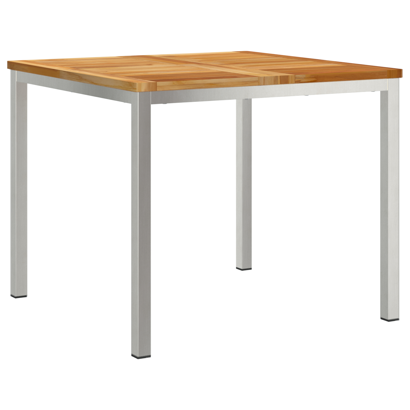 Set de masă pentru grădină  3 Piese din Lemn Solid de Tec, Masă de exterior  90x90x74.5 cm din Lemn Solid de Tec, Scaune de grădină stackabile  2 bucăți din Lemn Solid de Tec și Oțel GartenMobel Dekor