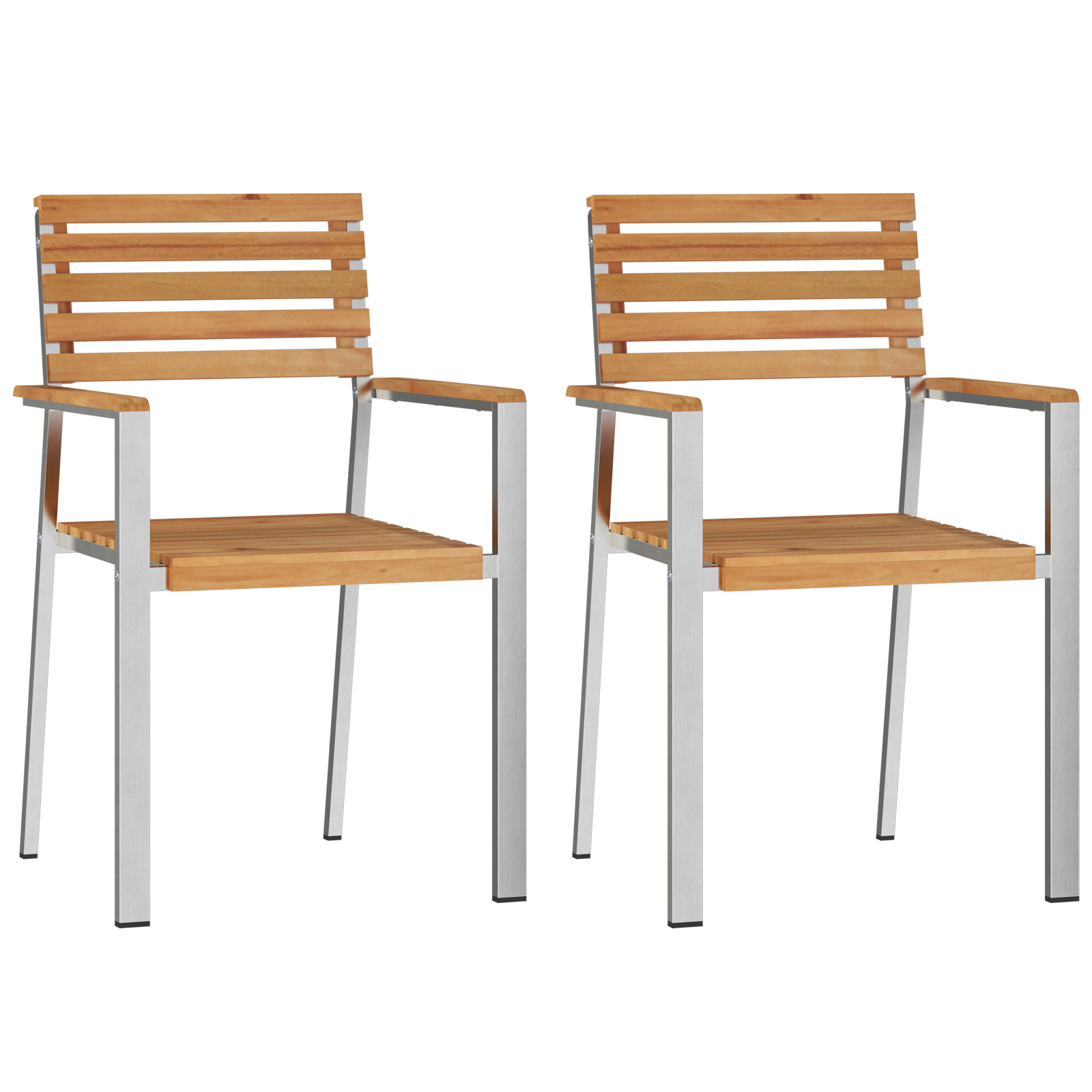 Set de masă pentru grădină  3 Piese din Lemn Solid de Tec, Masă de exterior  90x90x74.5 cm din Lemn Solid de Tec, Scaune de grădină stackabile  2 bucăți din Lemn Solid de Tec și Oțel GartenMobel Dekor