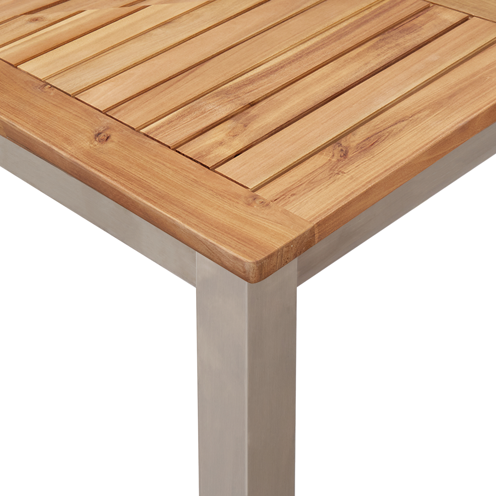 Set mese grădină  5 piese din lemn masiv de acacia, Masă dining afară  150x90x75 cm din lemn masiv de acacia, Scaune grădină stivuibile 4 buc din lemn masiv de acacia și metal GartenMobel Dekor