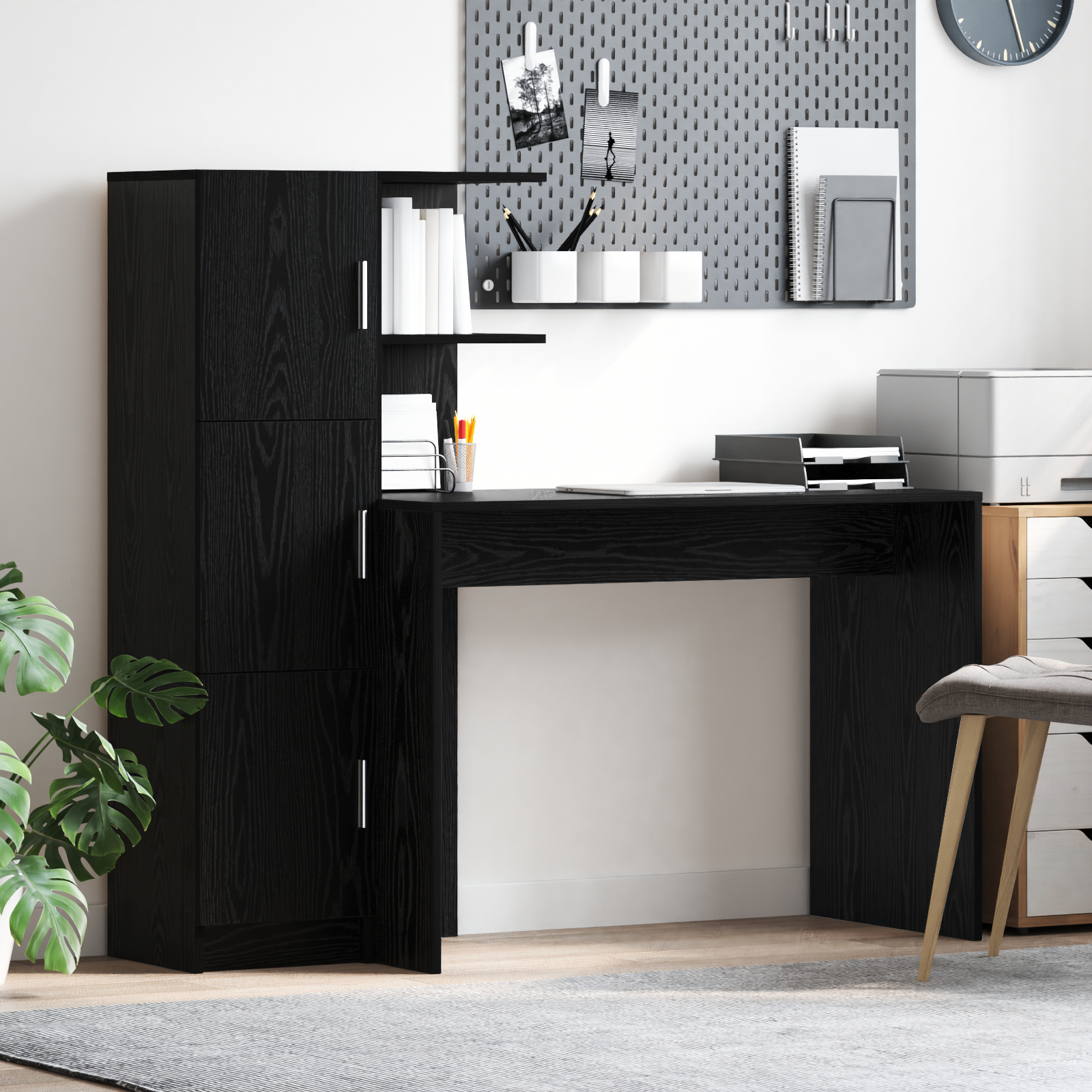 Birou cu stocare Stejar negru Lemn prelucrat GartenMobel Dekor