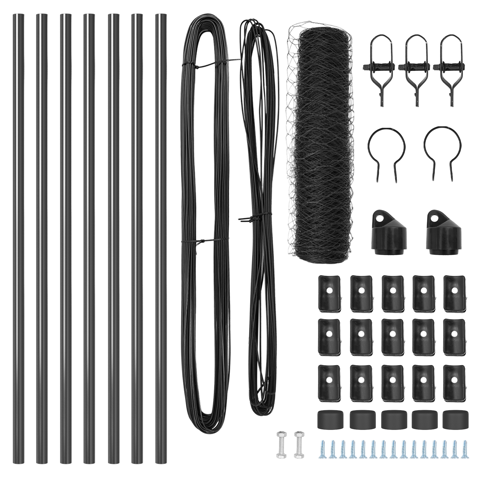 Împrejmuire hexagonală  Gri 0.6x10 m Oțel, Piloni de împrejmuire  7 buc Gri Ø32 mm 100 cm Oțel galvanizat GartenMobel Dekor