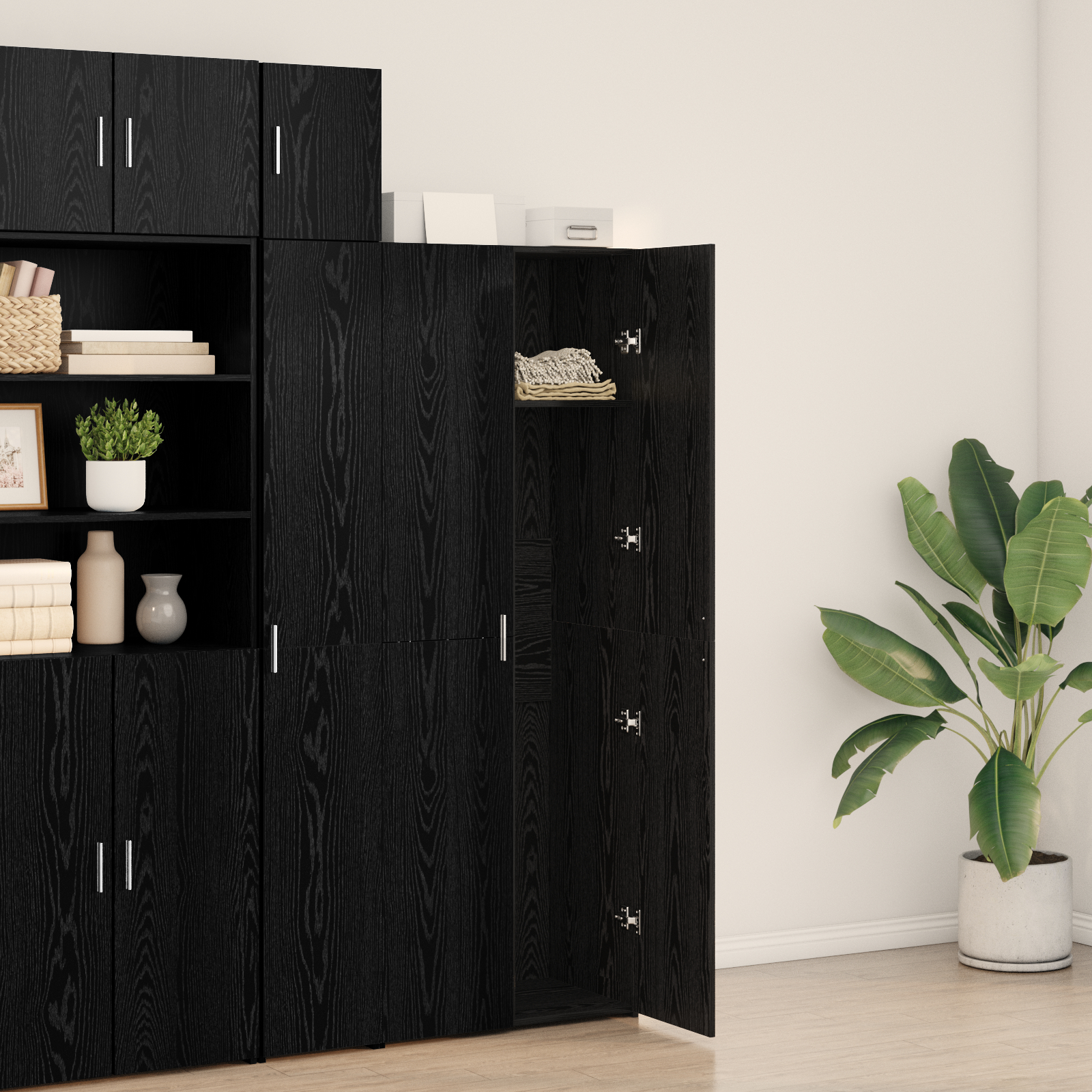 Bufet Negru 70x42.5x185 cm Lemn Prelucrat GartenMobel Dekor