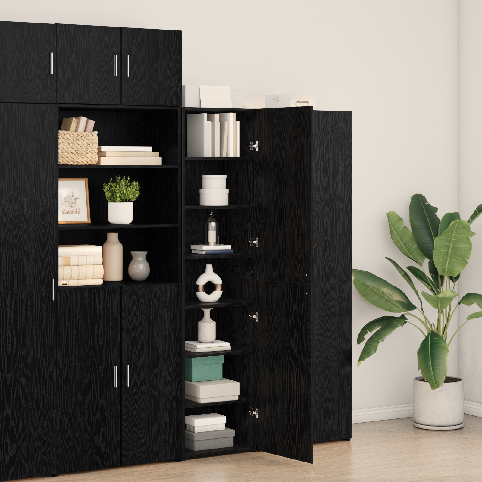Bufet din stejar negru 45x42.5x185 cm Lemn prelucrat GartenMobel Dekor