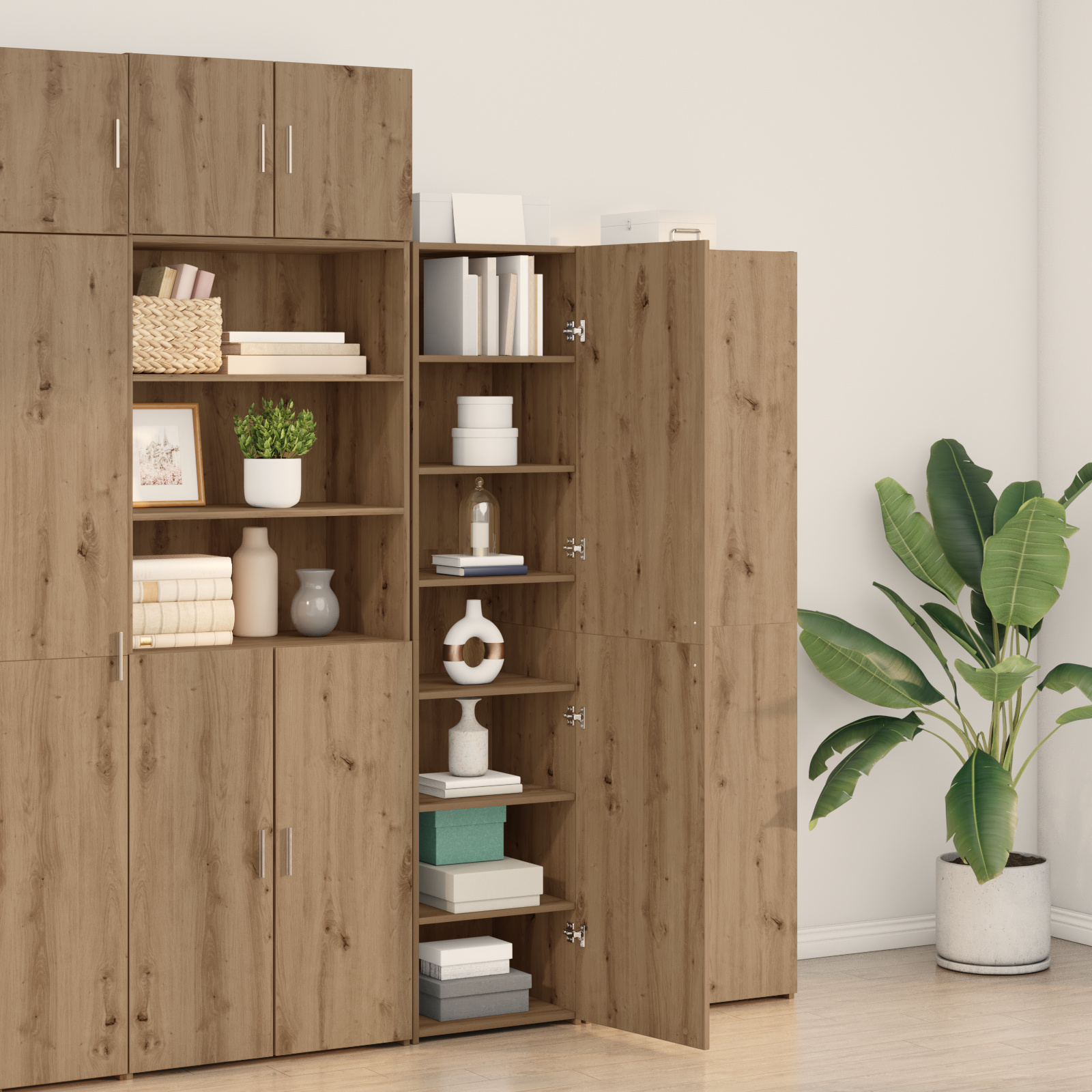 Highboard din stejar artesan 45x42.5x185 cm Lemn prelucrat GartenMobel Dekor